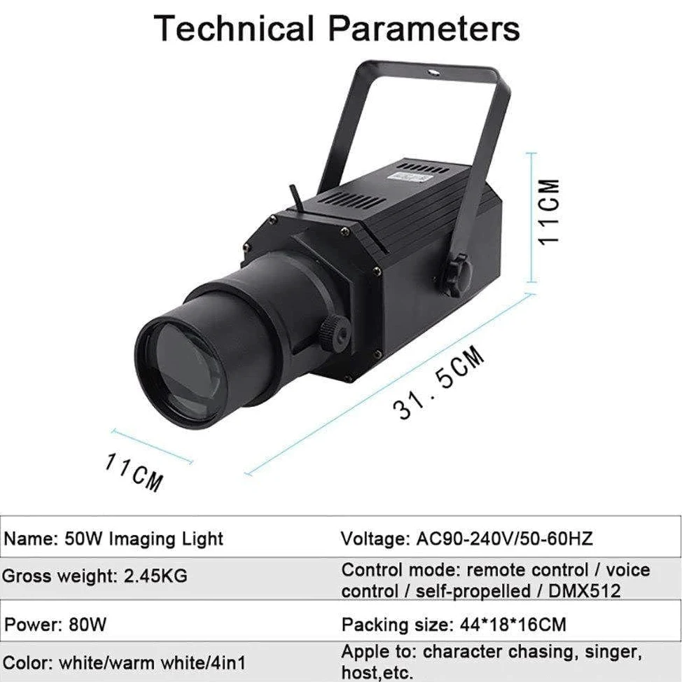 50w Bühnenscheinwerfer (Blende Einstellbar), 4-in-1-LED-Pinspot-Licht (Weiß/Warmweiß), Dmx512/Fernbedienung/Sprachsteuerung, Für Hochzeiten, Bühnenshows WarmWhite