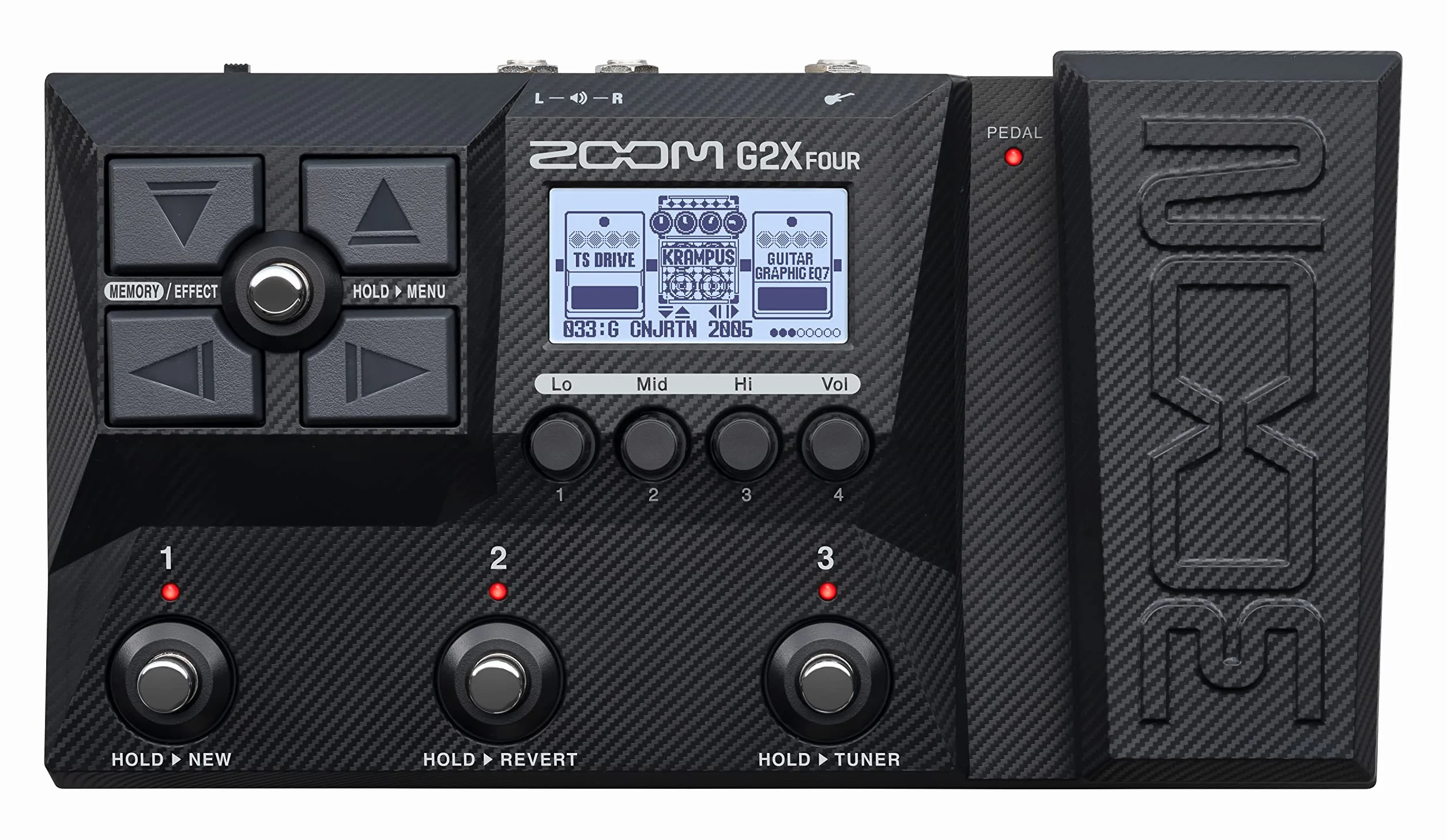 ZOOM G2X FOUR kompaktes Multi-Effekt Expressionspedal für Gitarre mit großem Sound, Amp-Modelling, Effekt-Modelling von Boutique-Pedalen, IR-Technologie für Bühne & Studio