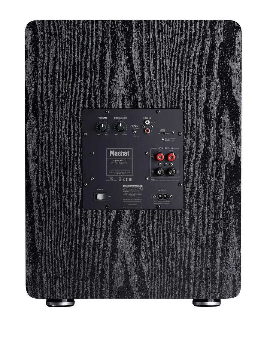 Magnat Alpha RS 12, Aktivsubwoofer mit 300 mm großer Membran und bis zu 240 Watt Leistung | Aktiver Frontfire-Bassreflex-Subwoofer mit 30-cm-Tieftöner, 120/240 W, 20-200 Hz, variabler Trennfrequenz und Phase.