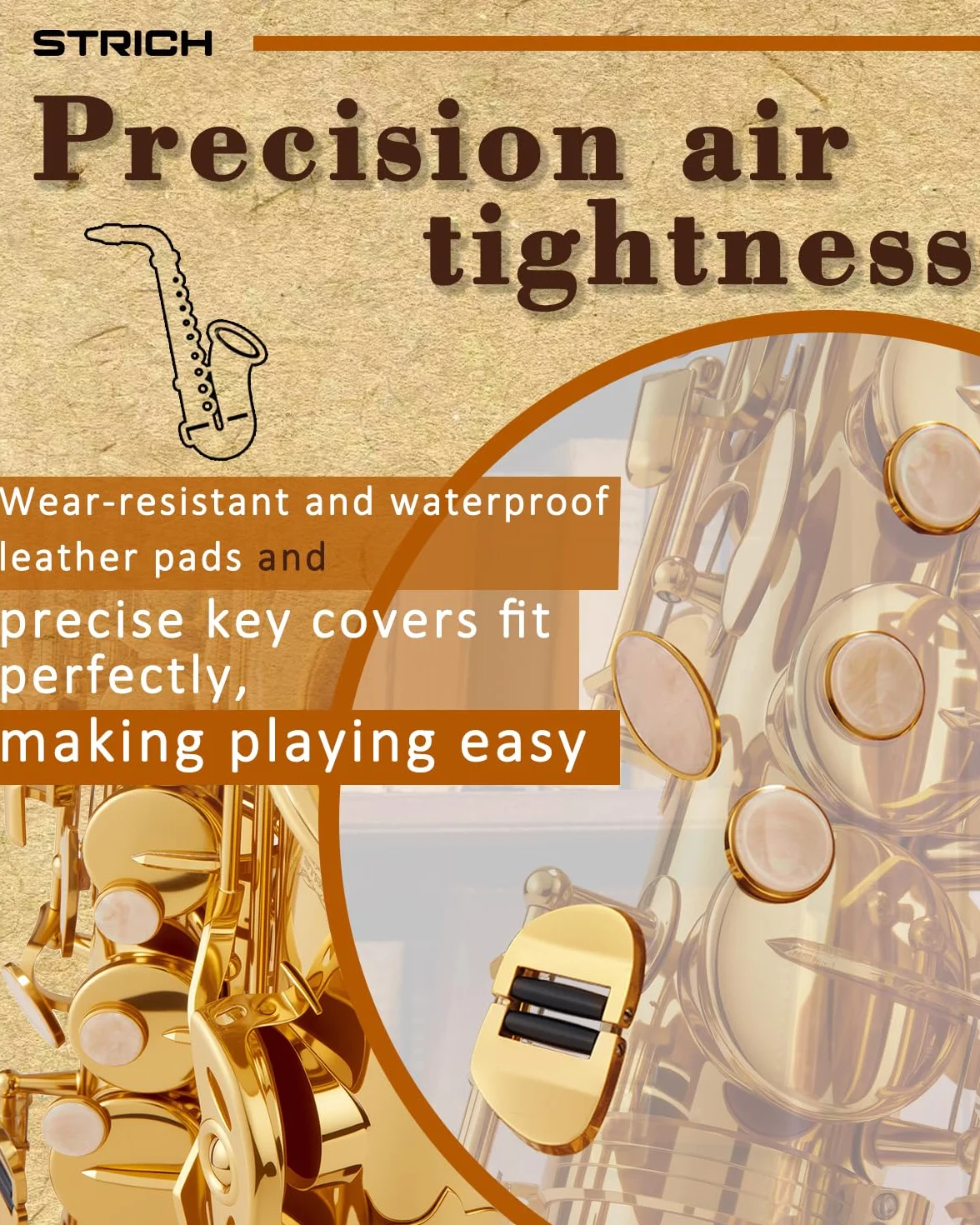 STRICH SSA-31G Eb-Altsaxophon Messing Einsteiger-Set mit Hartschalenkoffer, Ständer, Tragegurt, Mundstück und Blättern