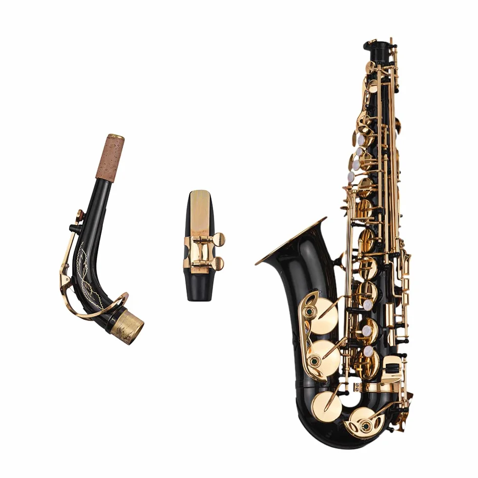 Saxophon Eb Alto Sax Brass lackiert Gold 82Z Key mit gepolsterter Handschuhe Reinigungstuch Bürste Saxophonriemen Schilf
