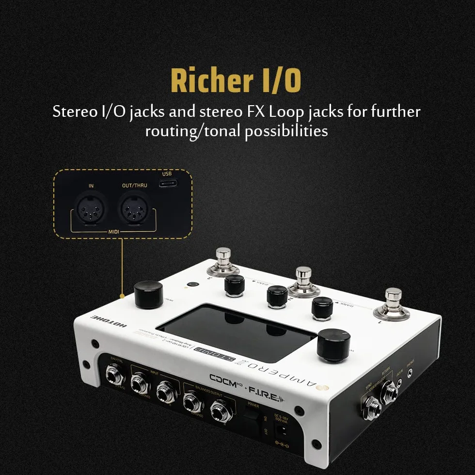 HOTONE Gitarre Bass Multi-Effekte Prozessor Gitarren Bass Effektpedal Touchscreen Gitarre Bass Amp Modelliergerät IR Cabinets Simulation Multi FX Prozessor Ampero II Stomp