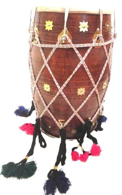 Punjabi Bhangra Dhol, Kacha Pakka Sheesham Holz, mit Tragetasche