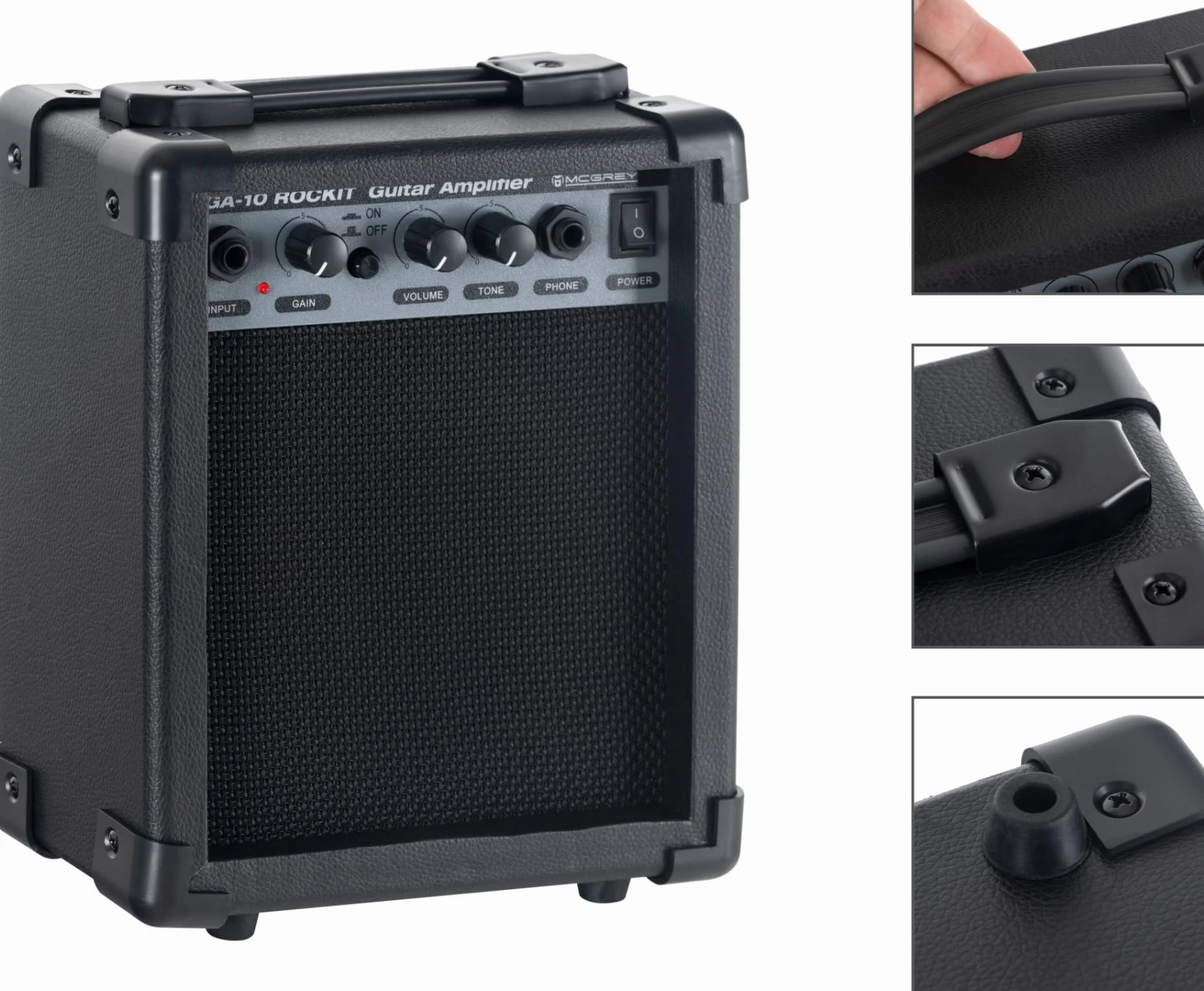 McGrey Rockit ST Komplettset E-Gitarre (8-teiliges Anfängerset mit Gitarre, Verstärker, Ersatzsaiten, Gitarrentasche, Stimmgerät, Plektren, Gurt und Gitarrenkabel) Schwarz