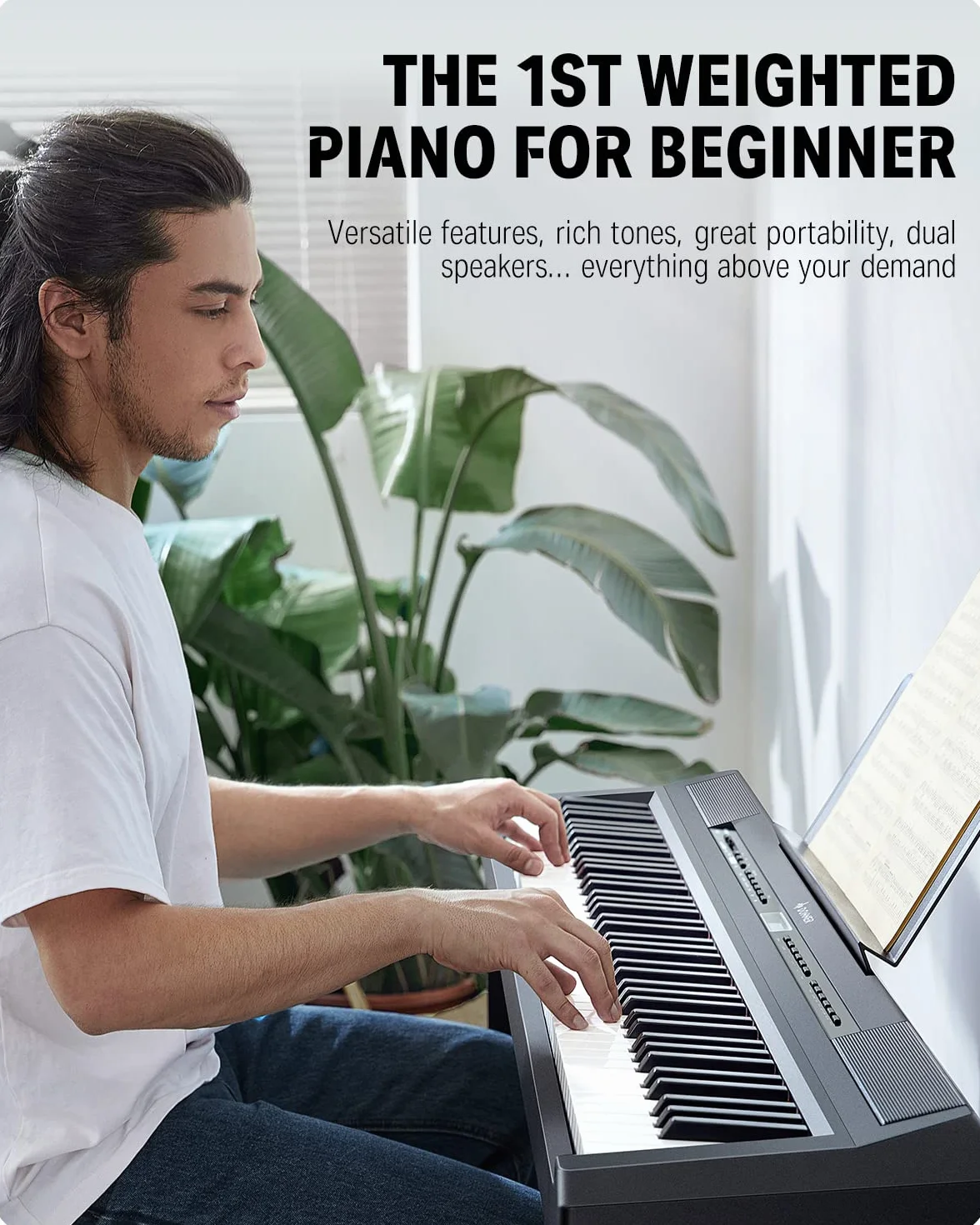 Donner DEP-20S Digital Piano Keyboard 88 Tasten with Höhenverstellbarer Keyboardhocker