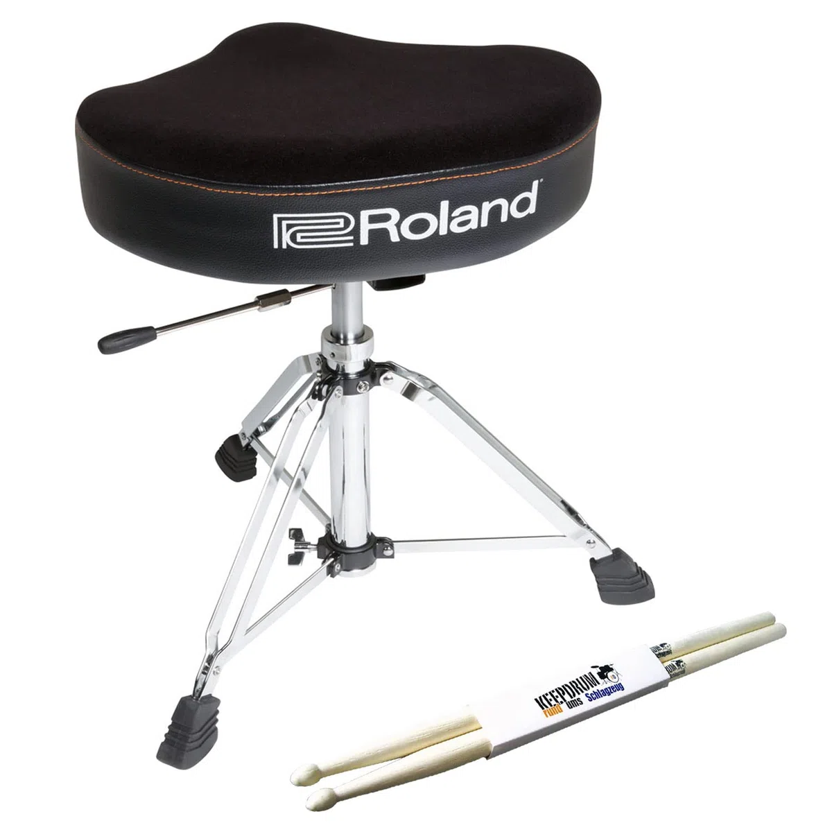 Roland RDT-SH hydraulischer Drumhocker Sattel-Sitz Schlagzeug Hocker + keepdrum Drumsticks