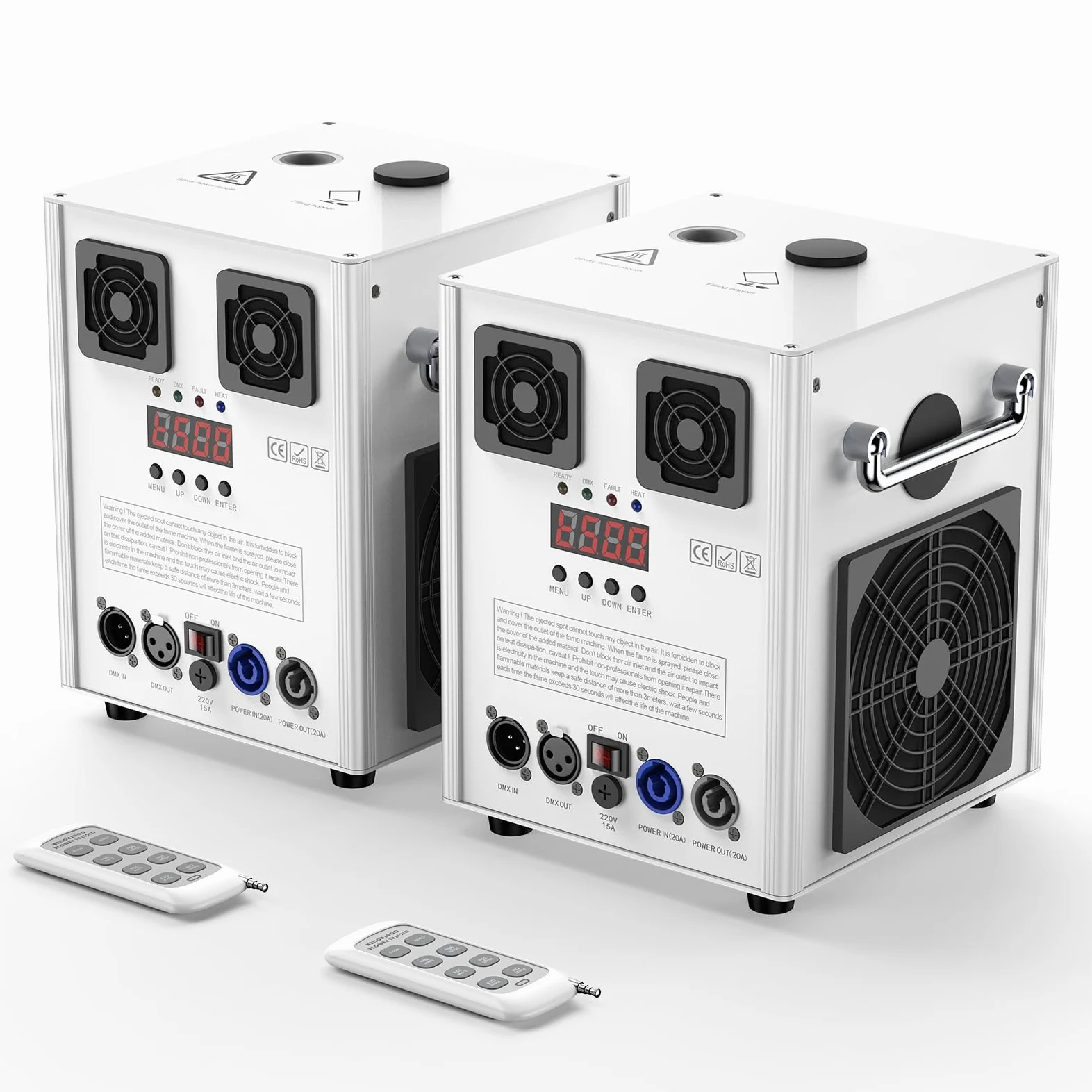 Neue Version Weiß 700W Pyrotechnikmaschinen, Cold Spark Feuerwerksmaschine mit Fernbedienung für Halloween Weihnachten Hochzeit Konzert 2PCS