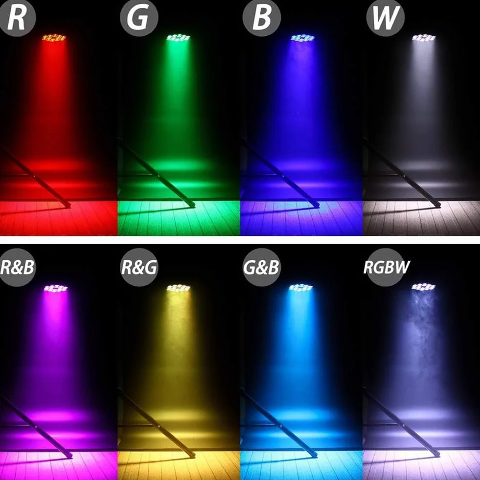 4PCS 200W 18 LED Par Scheinwerfer 8CH Par LED Licht RGBW+DMX Strobe Sound Aktiv Modus LED Bühnenlichter Strahler Discolicht Partylicht für Hochzeit/Partys/Kirche/Club/DJ-Live-Show
