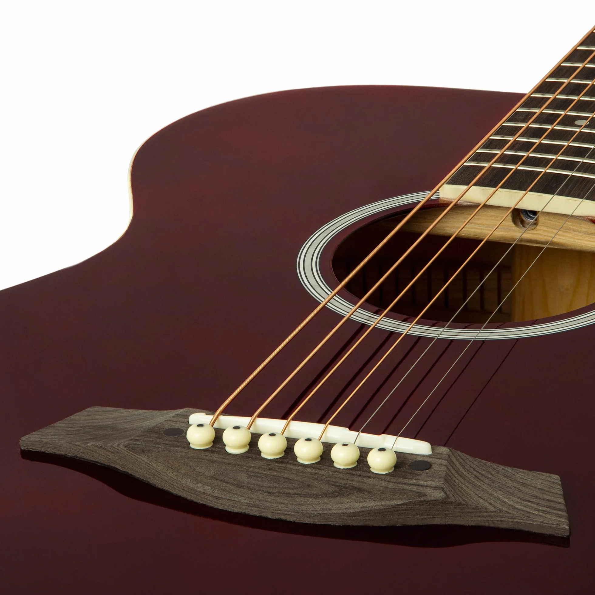 TIGER ACG1-RD34 3/4 Akustikgitarre mit Stahlsaiten bespannte Small Body Akustikgitarre für Personen ab 9 Jahren mit Tasche Gurt Ersatzsaiten und Plektren - Rot