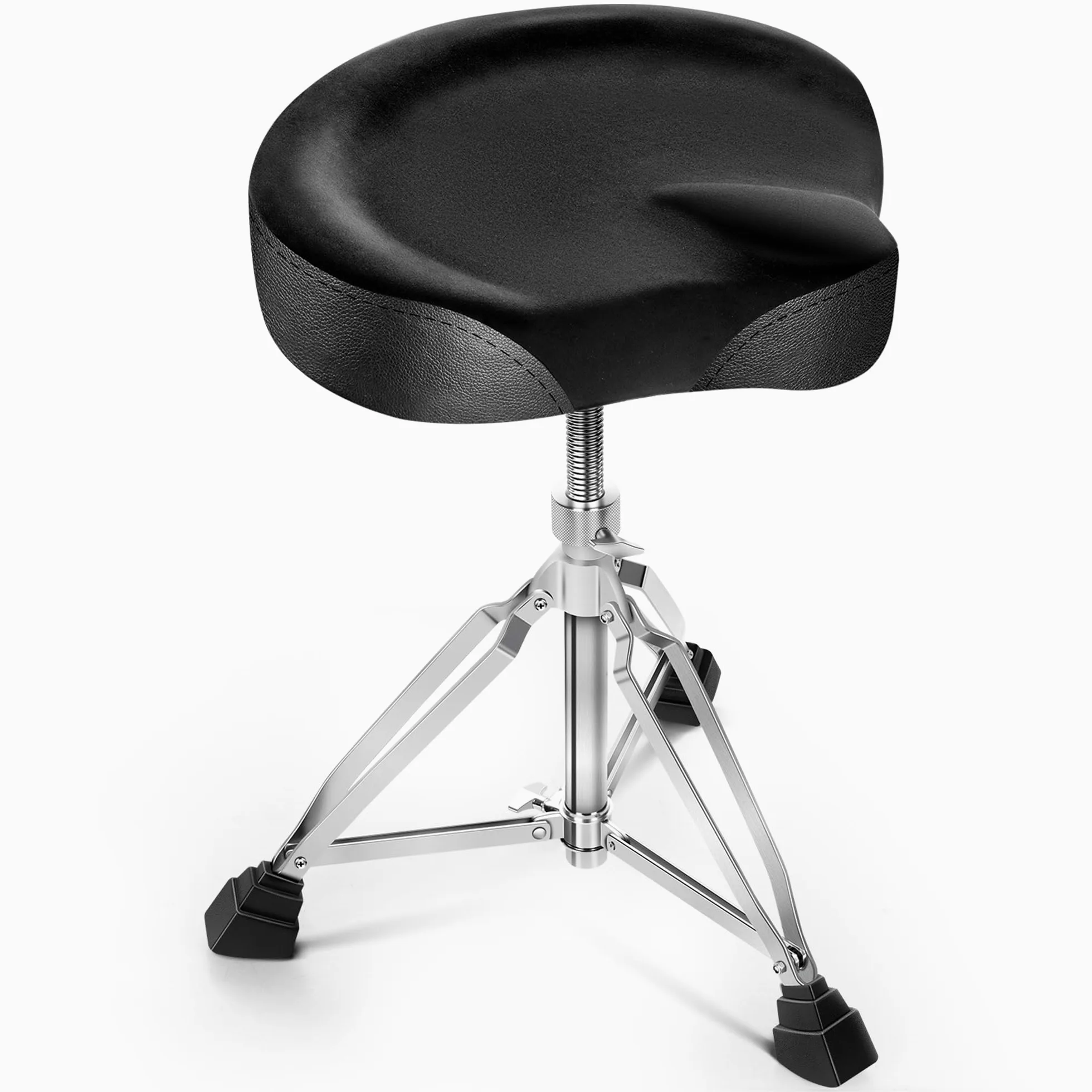 CAHAYA Verstärkt Vergrößert Sattelform Schlagzeughocker: 9cm Extra Dick Gepolsterter Drum Hocker - Höhenverstellbar von 45-62.5cm Trommelhocker Tragfähigkeit bis zu 200kg