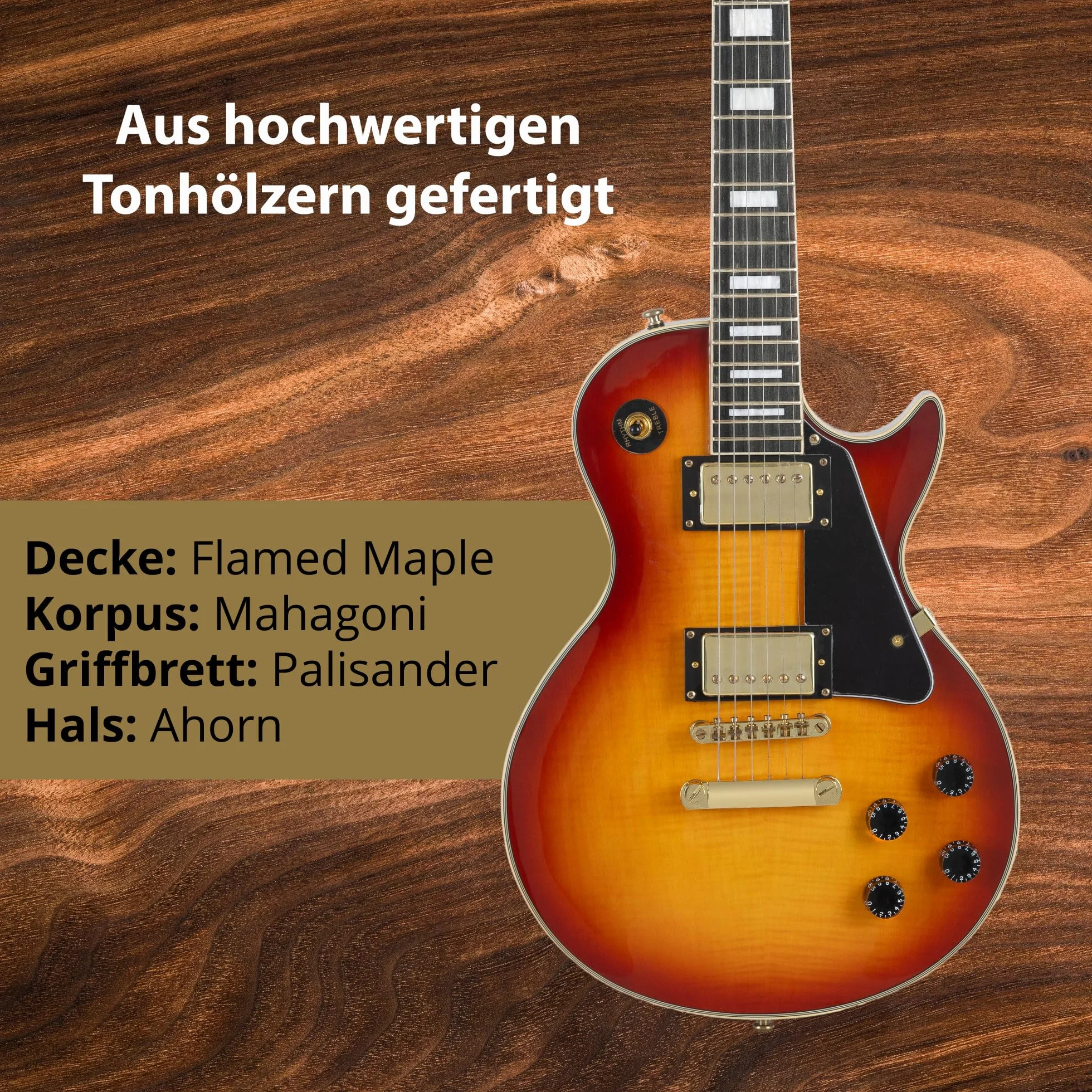 Rocktile Pro L-200OHB E-Gitarre Orange Honey Burst mit Zubehör (Gitarren Gigbag Tasche, Kabel, Plektren, Gitarren Schule mit CD & DVD, Gitarrensaiten)
