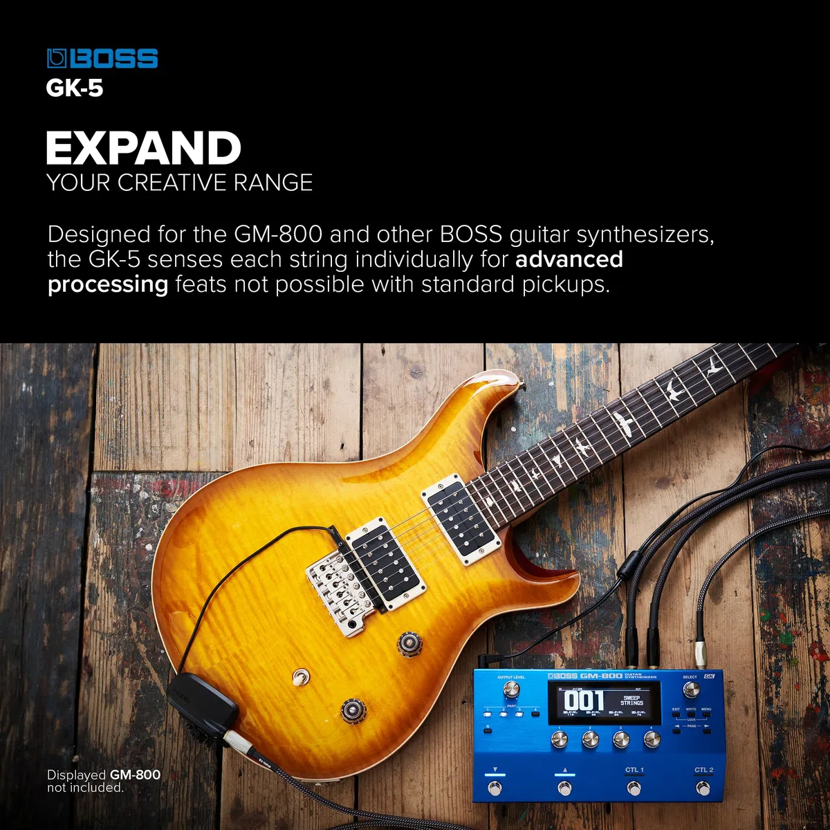 BOSS GK-5 Hexaphonischer Tonabnehmer für E-Gitarren, Für die neueste Generation der BOSS Gitarren-Synthesizer, Unterstützt die Serial GK Schnittstelle, Stabile digitale Signalübertragung