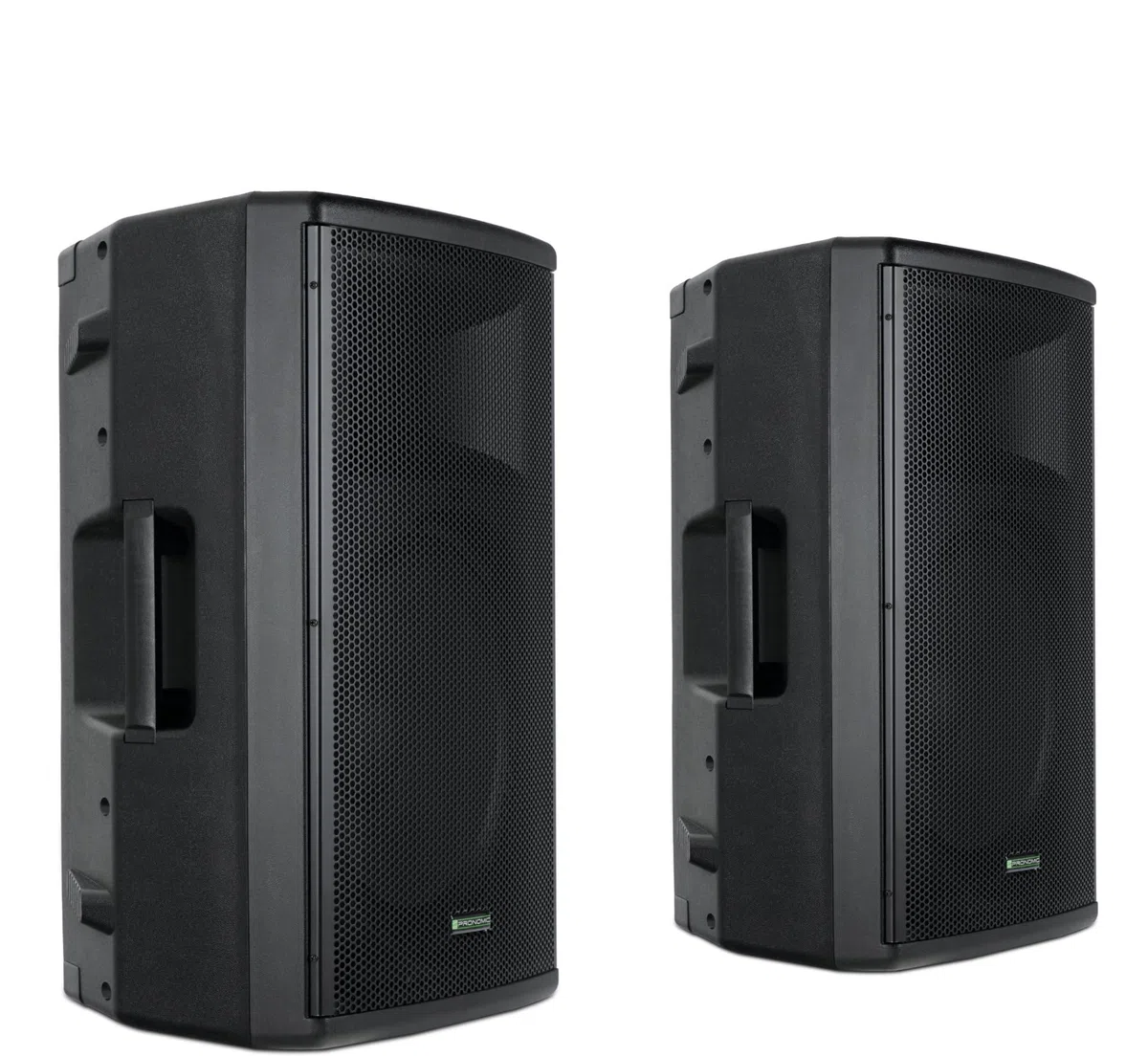 Pronomic E-212 MA Stereo Set - 2 aktive 2-Wege Boxen - Leistung: 2X 120 Watt (RMS) - 12" Woofer + 1,0" Kompressions-Treiber - Bluetooth-Empfänger und MP3-Player mit USB/SD - Monitorschräge