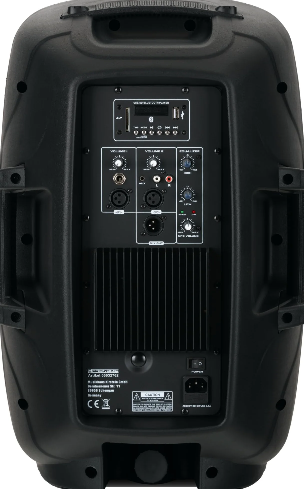 Pronomic PH12A Bühnen- und Konzertlautsprecher Paar, Aktiv PA-Lautsprecher, Mobile PA-Box inkl. XLR-Kabel, (USB/SD/Bluetooth MP3-Player, 150 W RMS / 300 W Peak, 12" Woofer, 34mm Hochtontreiber) Set
