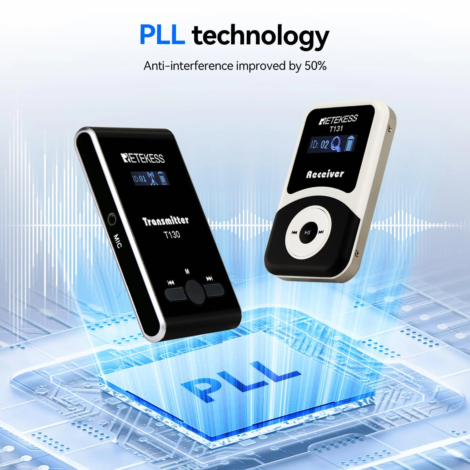 Retekess T130-T131 Tour Guide System, Drahtloses Tour Guide System, PLL-Technologie, 99 Kanäle, 12 Stunden Standby, Tourguide-Lautsprecher für Werksführungen, Reisen, Kirchenübersetzung