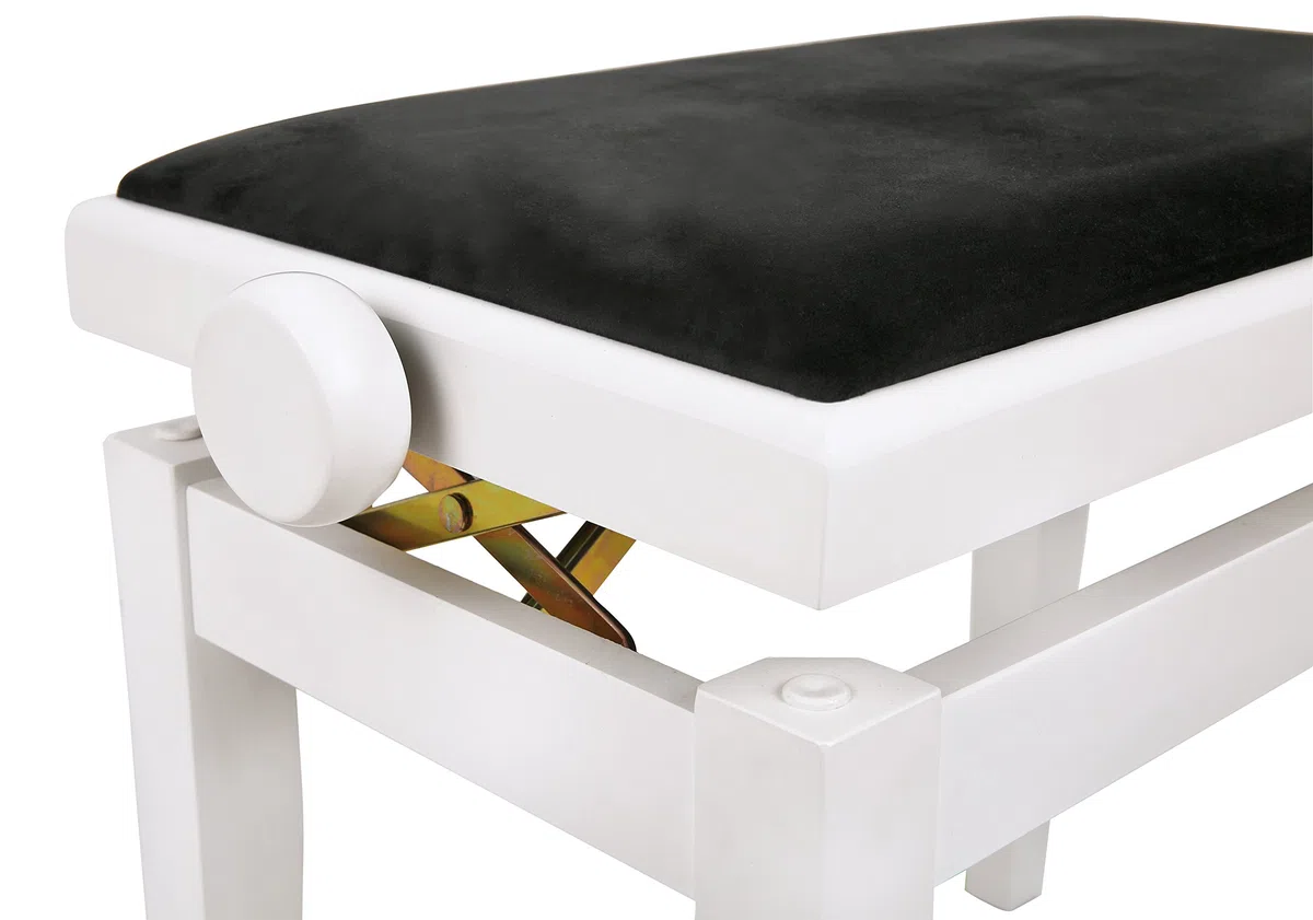 Pianobank/Klavierbank Elegance Weiss matt, höhenverstellbar durch Scherenmechanik