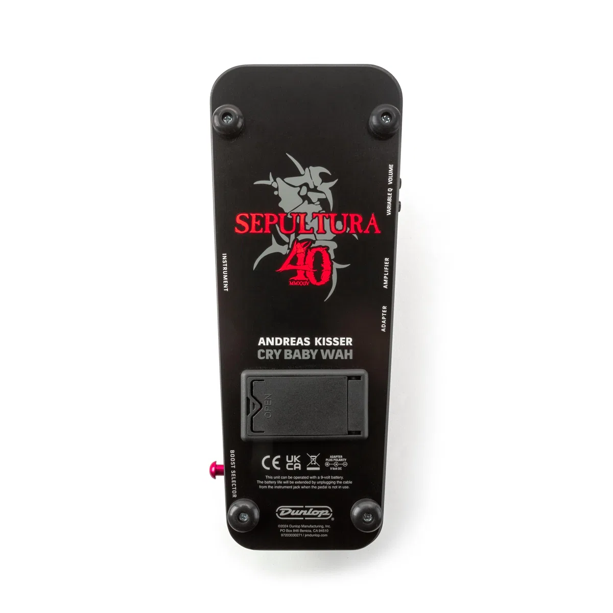 Dunlop AK95MMXXIV Sepultura 40th Anniversary Cry Baby Wah Limited Edition für E-Gitarre mit personalisierter Grafik, ikonischem Klang und True Bypass