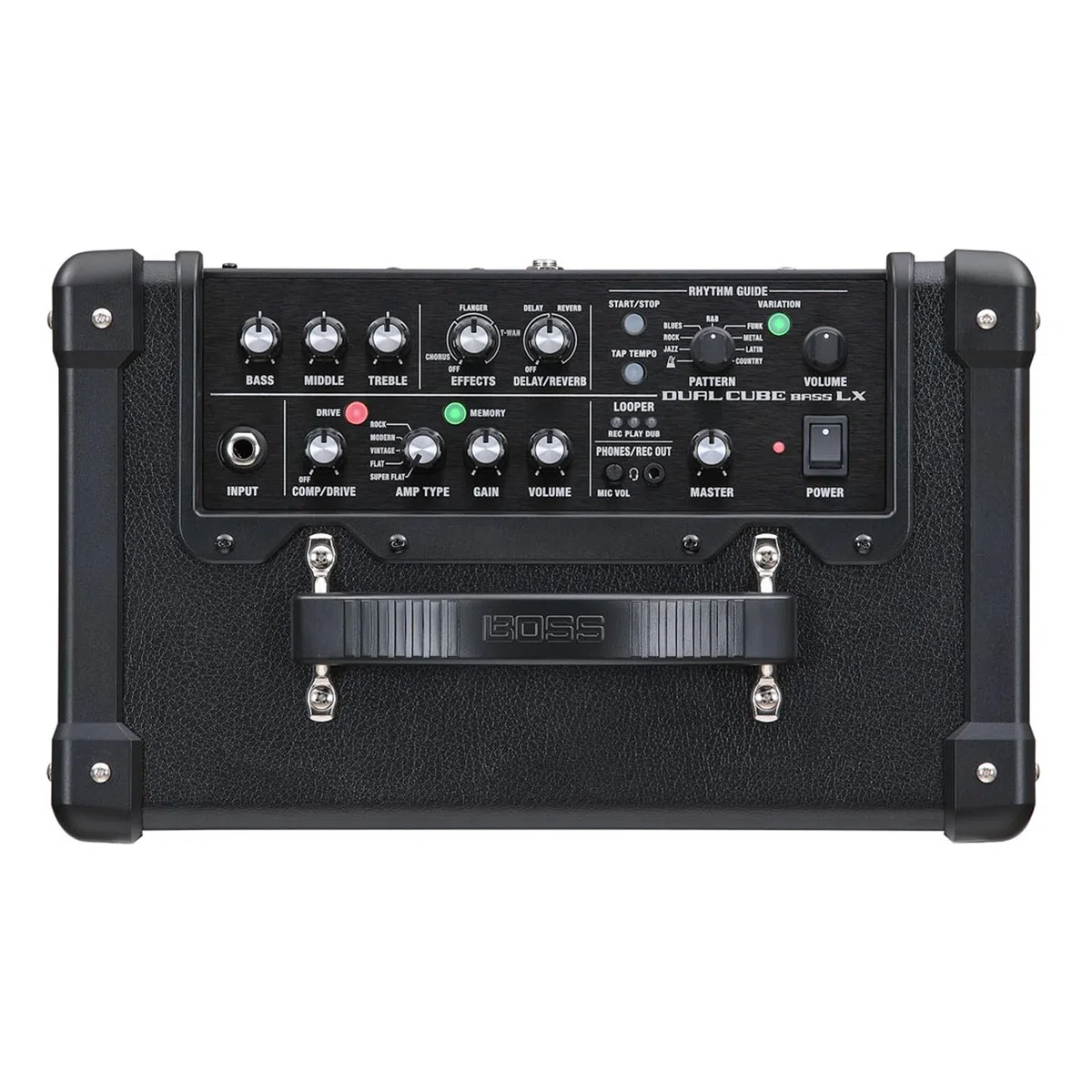 Boss Dual Cube Bass LX Bass-Verstärker mit BT-Dual Bluetooth Adapter und keepdrum Kabel