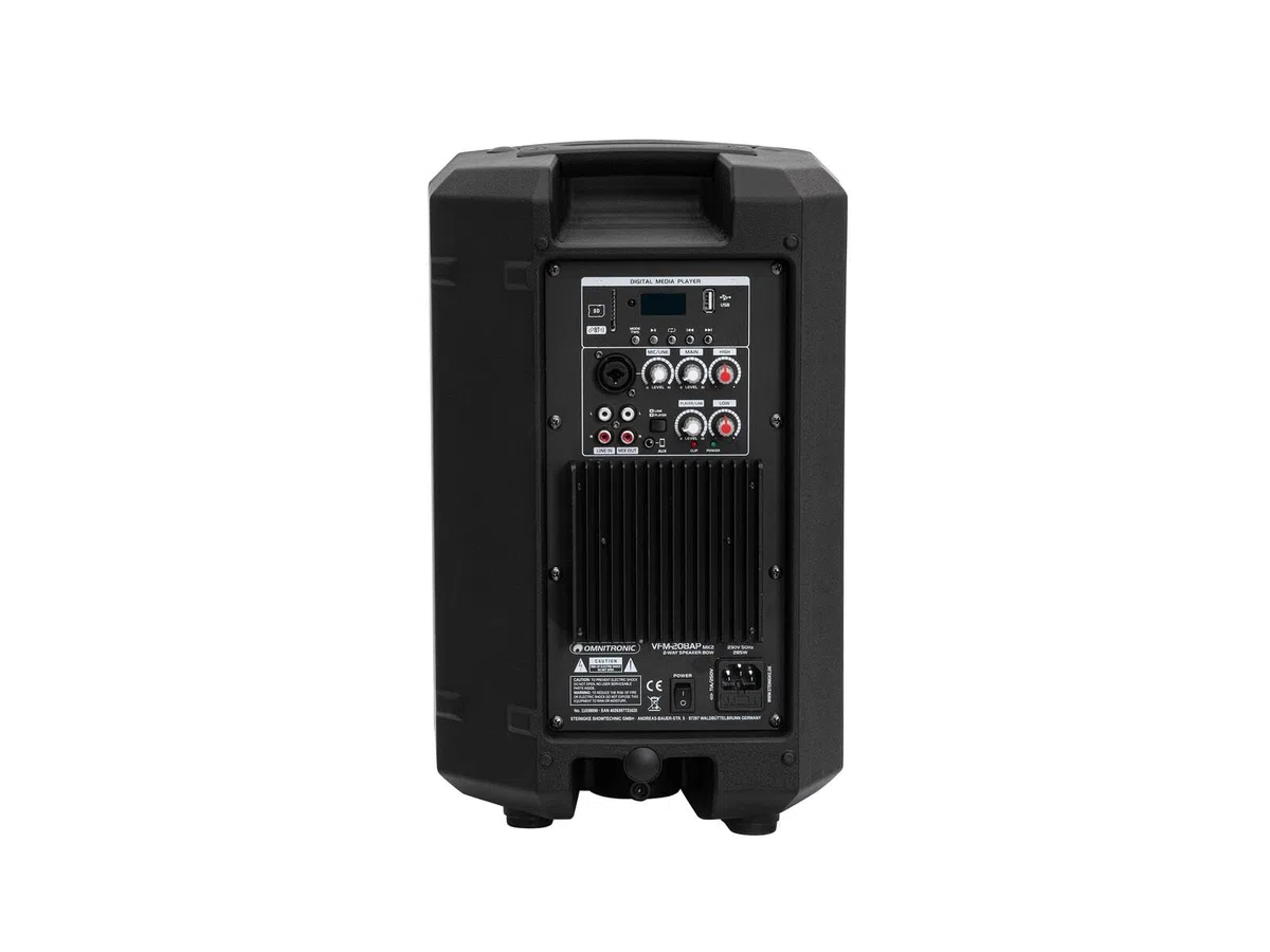 OMNITRONIC VFM-208AP MK2 2-Wege Lautsprecher aktiv TWS - Aktive 2-Wege-Box (8") mit 80 W RMS für PA- und DJ-Anwendungen mit Audioplayer und Bluetooth