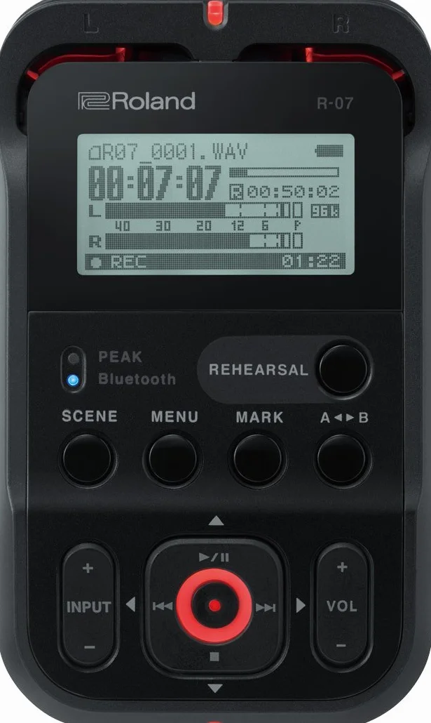 Roland R-07 Hochauflösender tragbarer Audiorecorder, schwarz