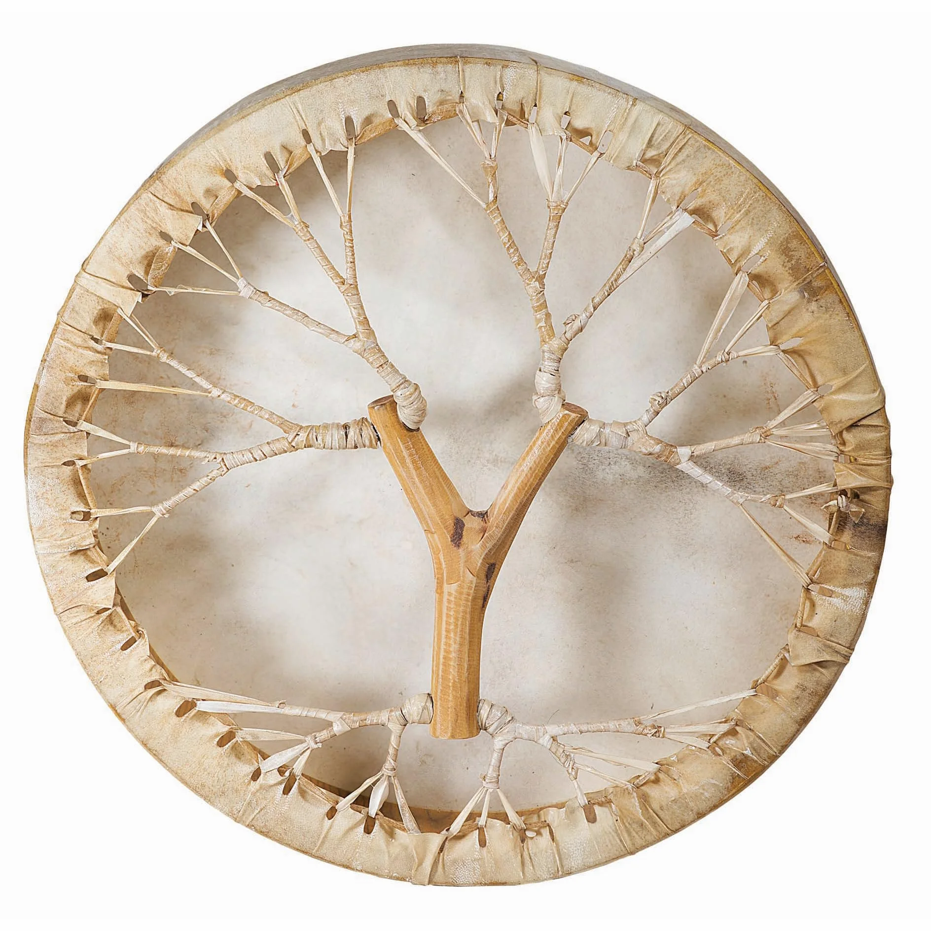 Shamanentrommel Ziegenhaut Ø 50 cm mit Griff im Baum Stil Rahmentrommel im mysevendo Set Rund Shaman Drum Goat Skin inkl. Stick