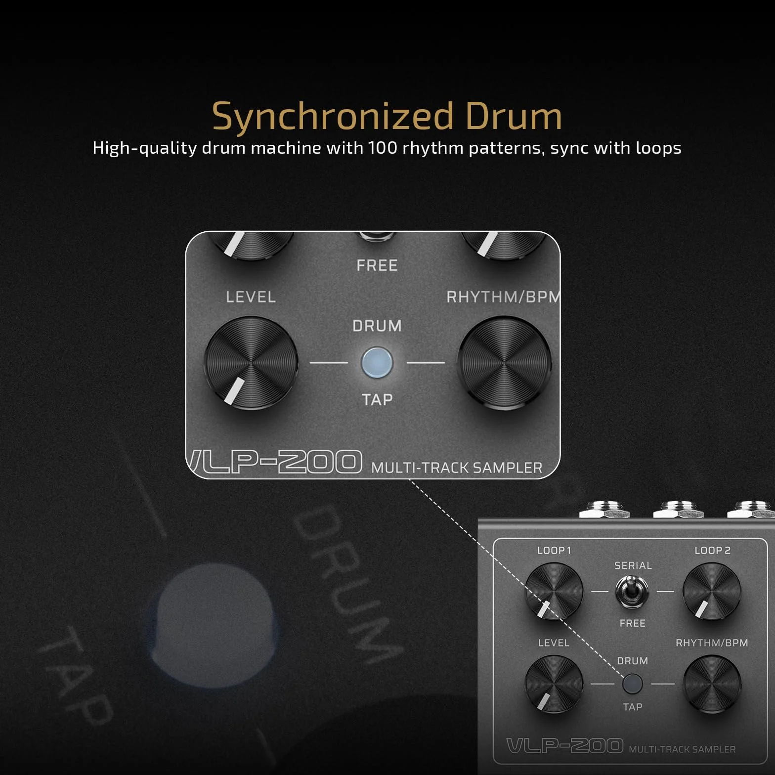 VALETON Looper Pedal Zweispur Stereo 99 Projekt Speicherplätze Software Unterstützung Looper für Gitarre, Bass, Keyboard, Gesang Drum Machine VLP-200
