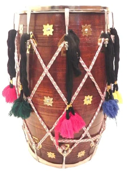 Punjabi Bhangra Dhol, Kacha Pakka Sheesham Holz, mit Tragetasche