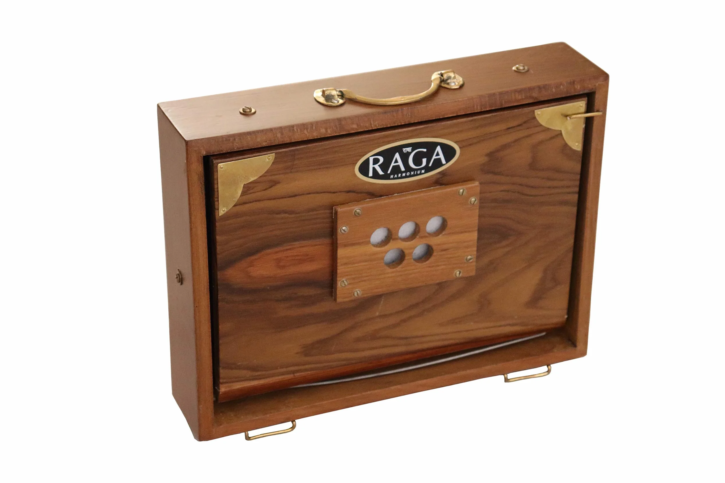 Shruti Box Raga, professionelles Modell, aus Teak-Holz, C-Tonleiter (c3 bis c4), 30 x 22 x 8,5 cm, Gewicht 2 kg, gestimmt auf 440 Hz (432 Hz auf Anfrage).