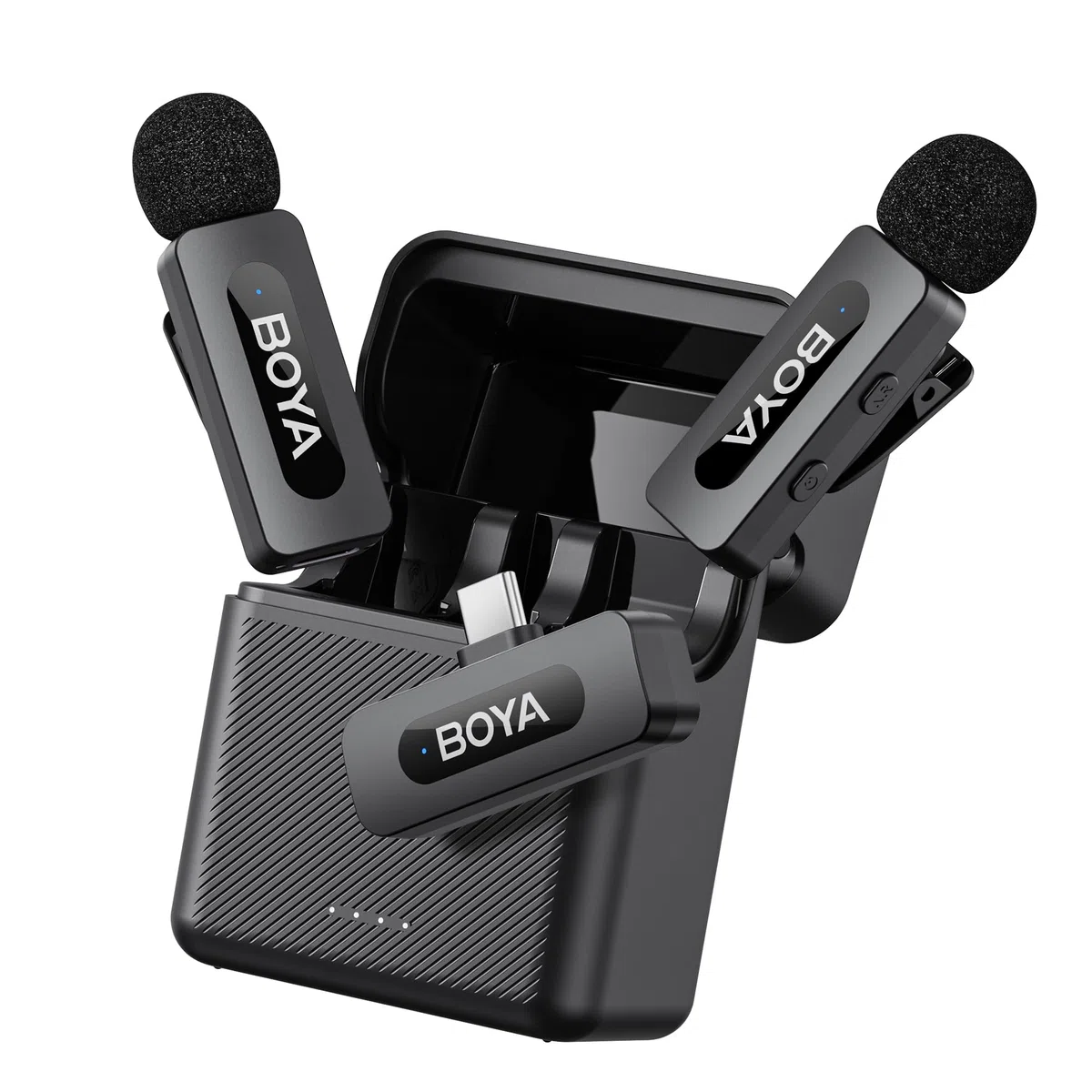 BOYA BY-V30 Mini Kabellos Lavalier Mikrofon 2 Pack 100m Reichweite USB C für Podcast Live Stream