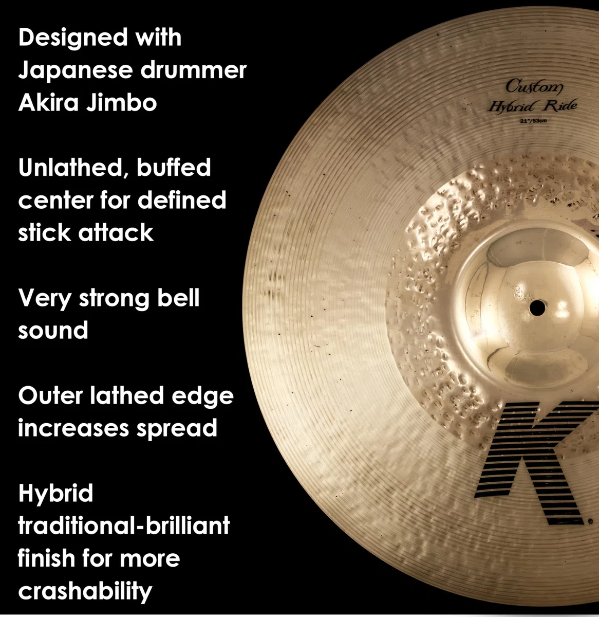 Zildjian K Custom Series - 21" Hybrid Ride Cymbal, Mehrfarbig