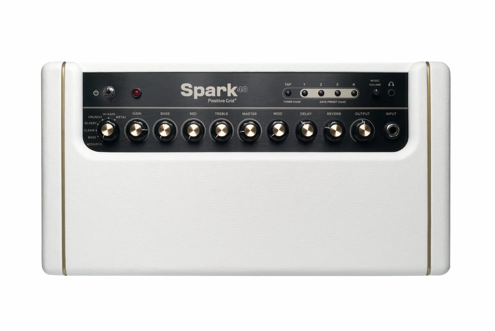 Positive Grid Spark 40-Watt Combo Übungsgitarrenverstärker für E-Bass und Akustikgitarre mit Spark Mobile App (Perlweiß)