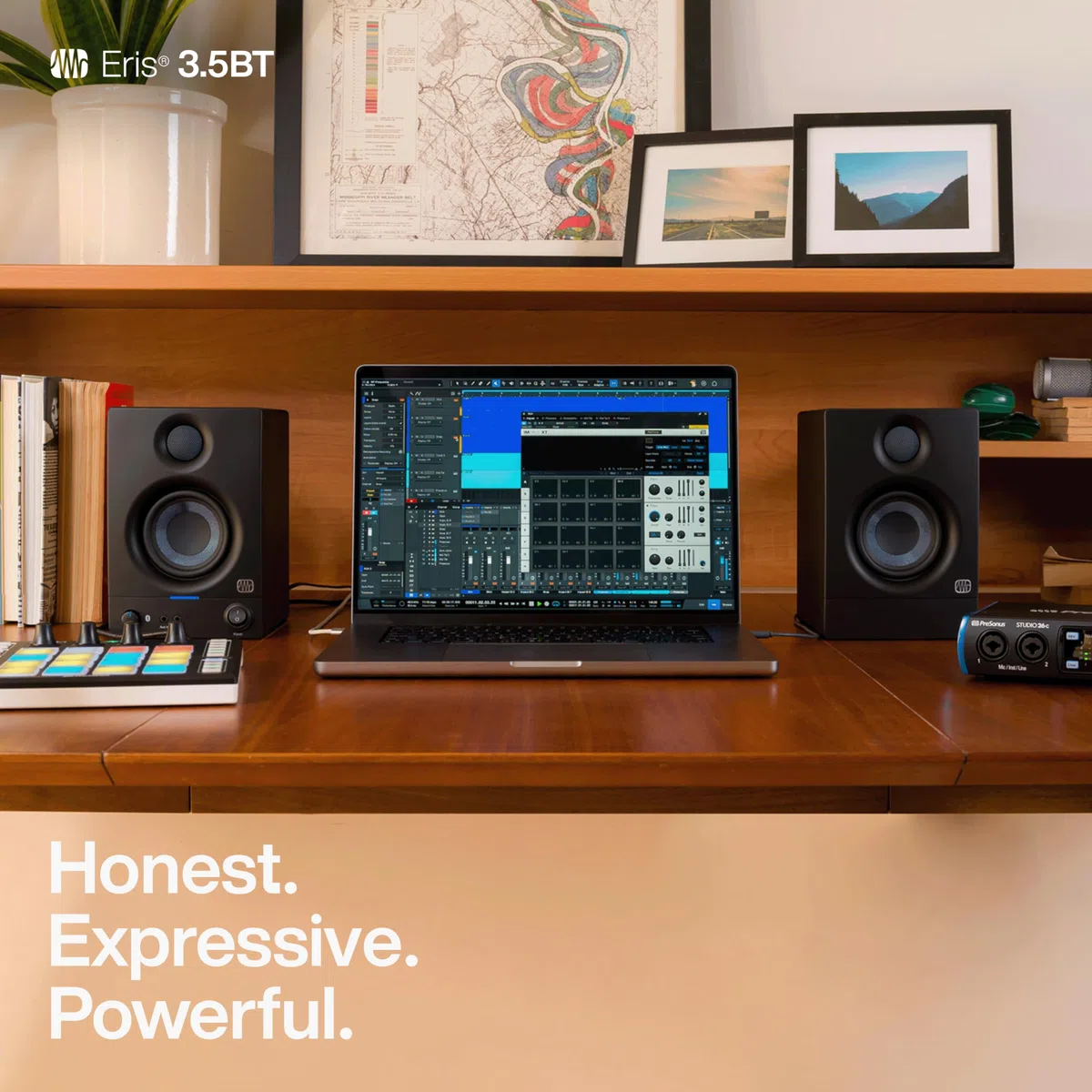 PreSonus Eris 3.5BT Gen 2, 3,5" Studiomonitore - Aktivlautsprecher für Multimedia, Gaming, hochwertige Studio-Musikproduktion mit Bluetooth, 50 W Leistung, Schwarz