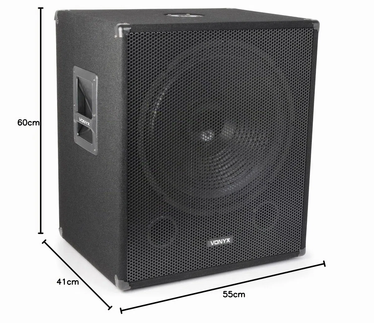 Vonyx SMWBA18 Aktiv Subwoofer, stabile Bassbox, 18 Zoll Sub 1000 Watt, Bi-AMP, integrierter Verstärker, Aktive DJ Lautsprecherbox mit Filzbeschichtung in schwarz