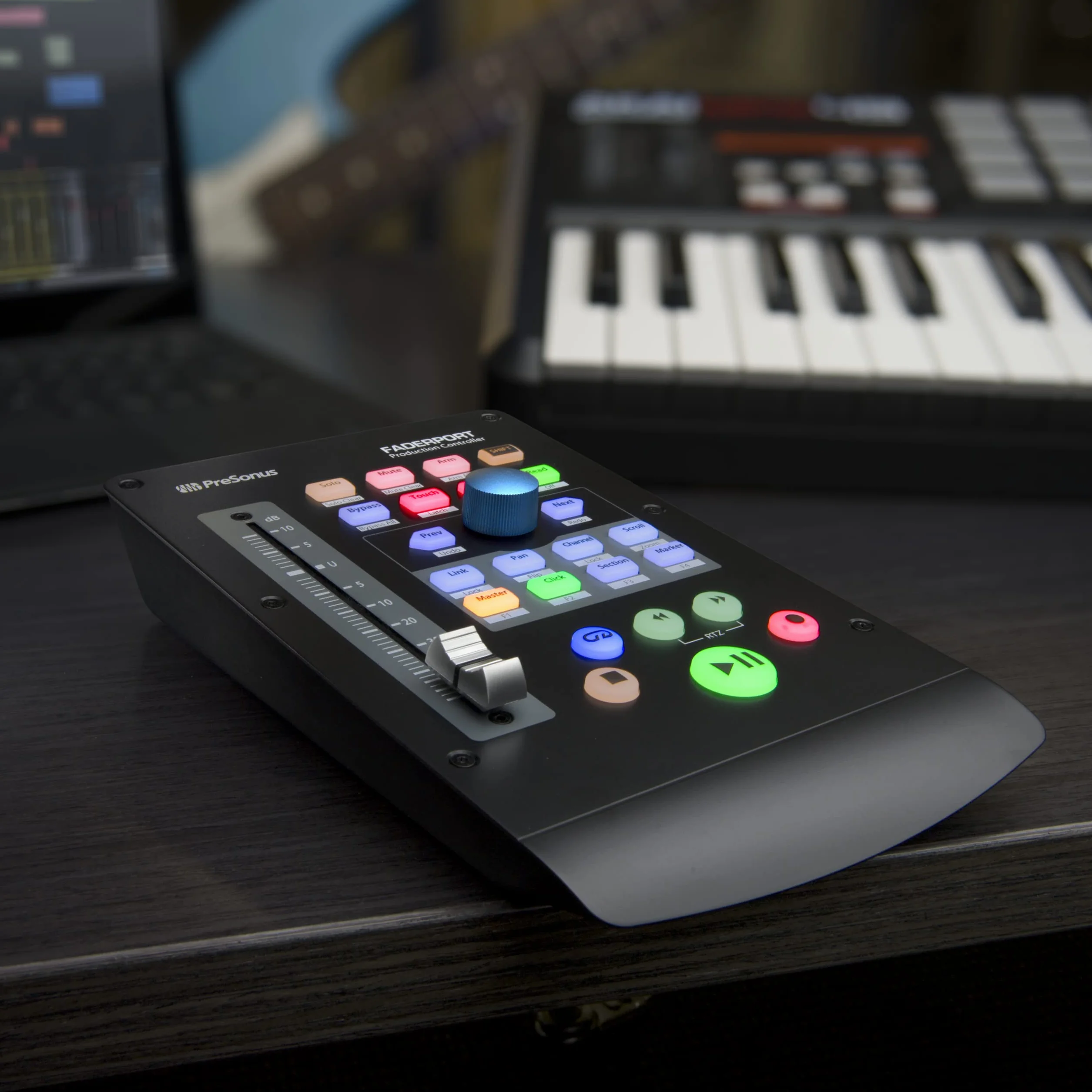 PreSonus FaderPort, DAW-Mixer-Controller für Musikproduktion mit Studio One Artist, Ableton Live Lite, Software-Bundle für Aufnahme, Streaming und Podcasting