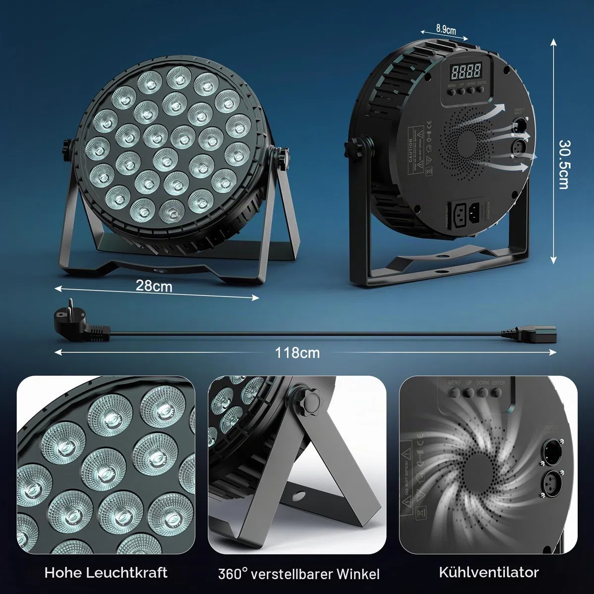 4PCS 216W LED Par Strahler, 27 x 8W RGBW LED Par Scheinwerfer Bühnenlicht DMX512 Discolicht Partylicht für Party, Bar, Weihnachten, Halloween, Hochzeit