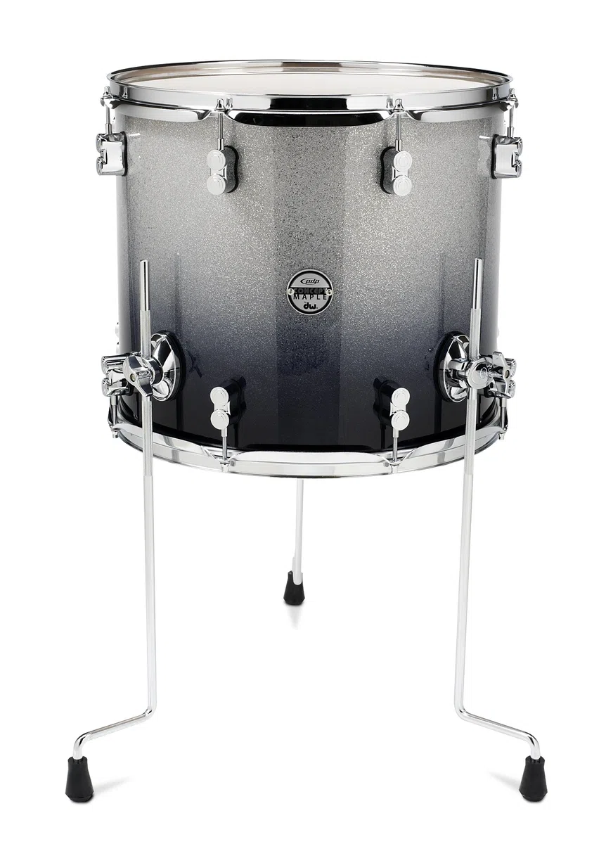 Pacific Drums Concept Maple Floor Tom, 18" x 16", Silver to Black Fade Lacquer