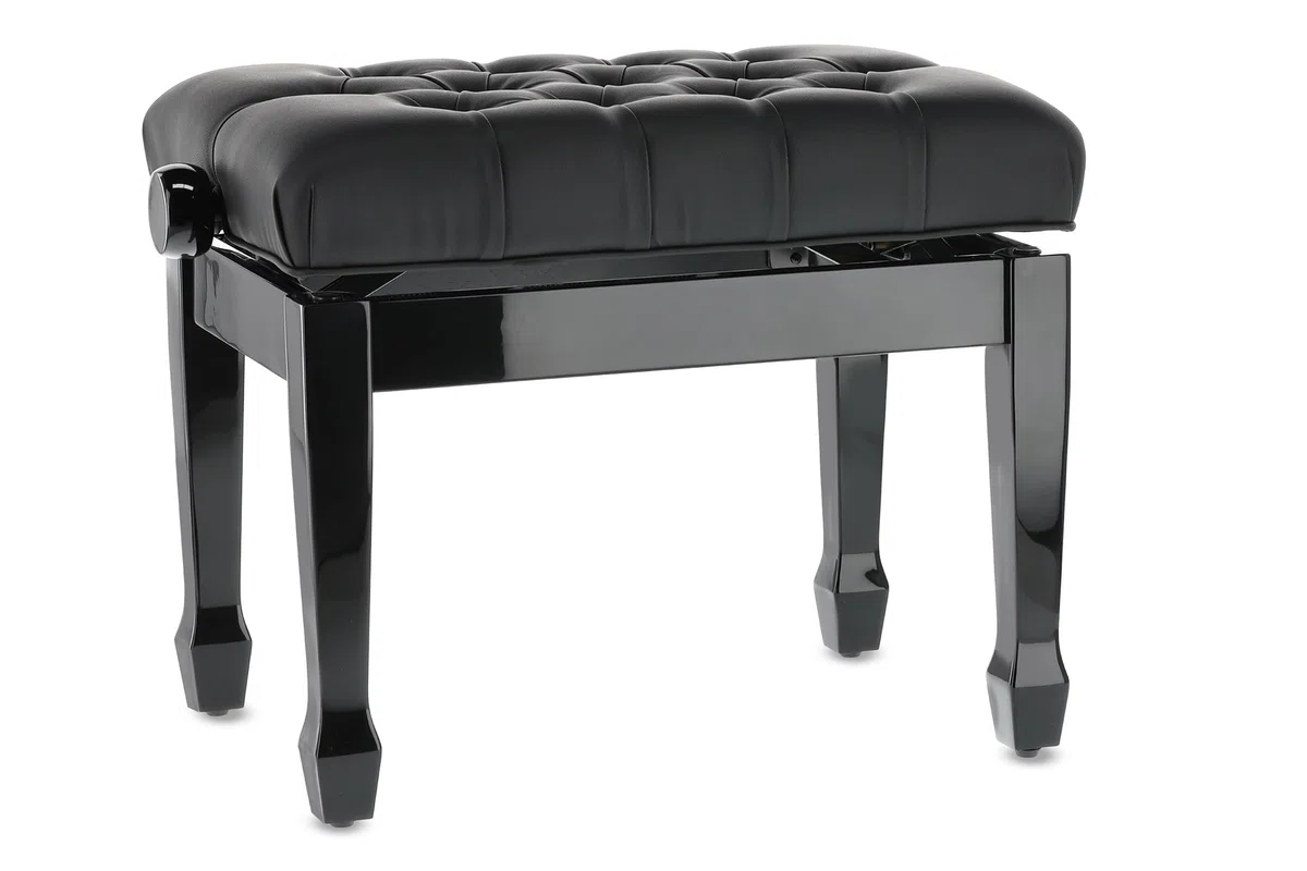GEWA Pianobank Deluxe XL, schwarz hochglanz, Kunstlederbezug, extra dick gepolstert