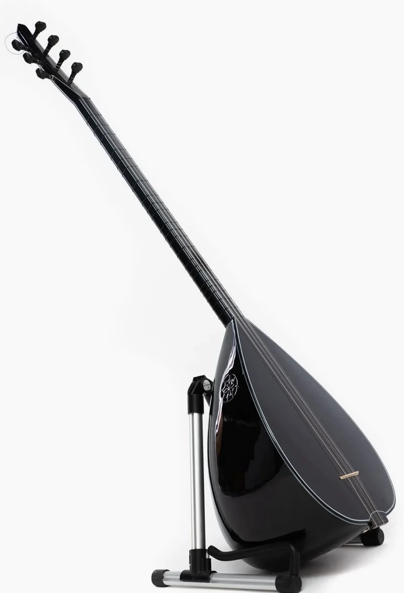 Schwarzer Saz mit langem Hals und integriertem Tonabnehmer, handgefertigtes türkisches Instrument