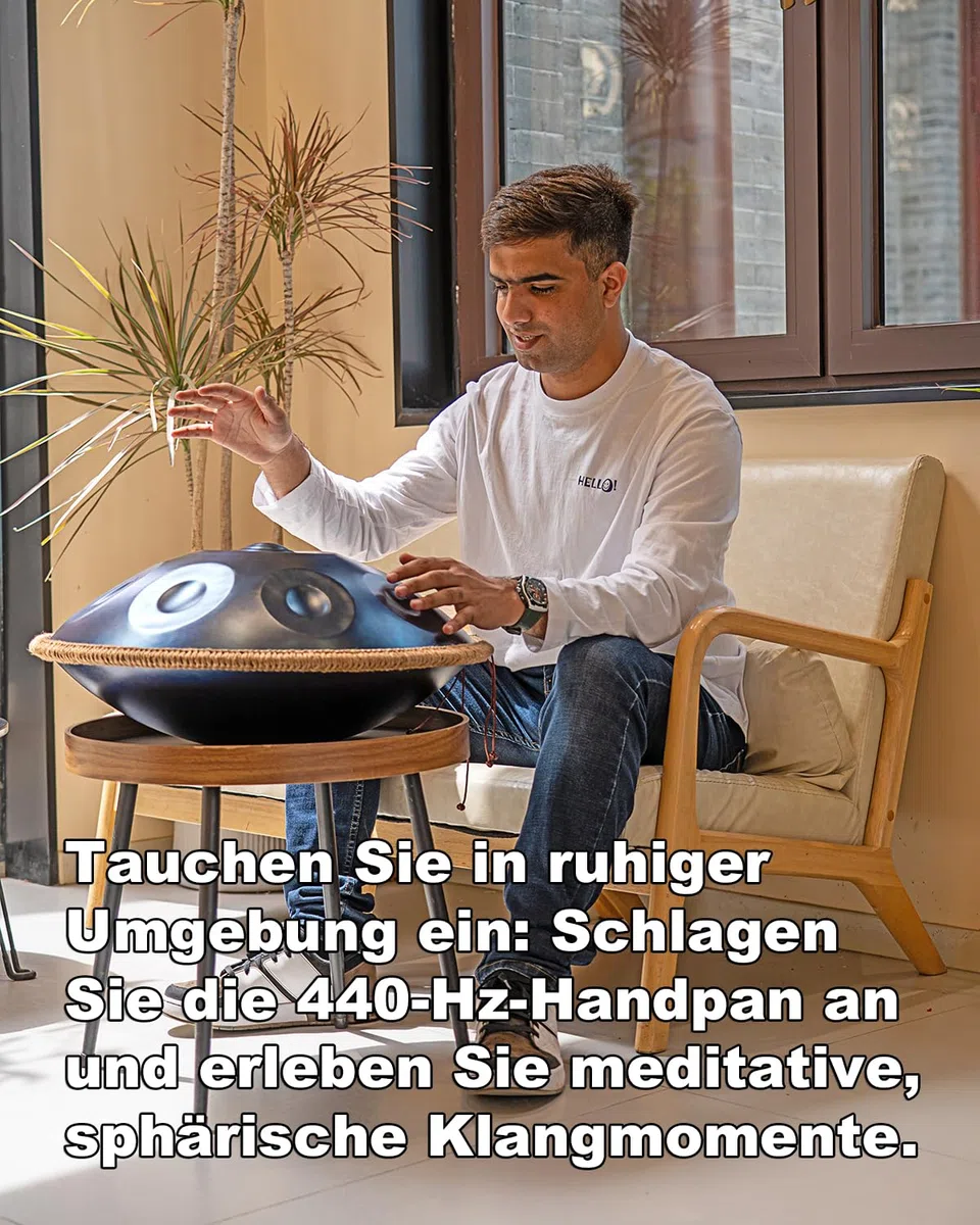 Handpan Drum Instrument 22 Zoll (55 cm) 10 Töne, 440 Hz D Minor handtrommel Music, Generates Meditation Sounds with Hand Pan, Ideal Handpan Instrument for Beginners