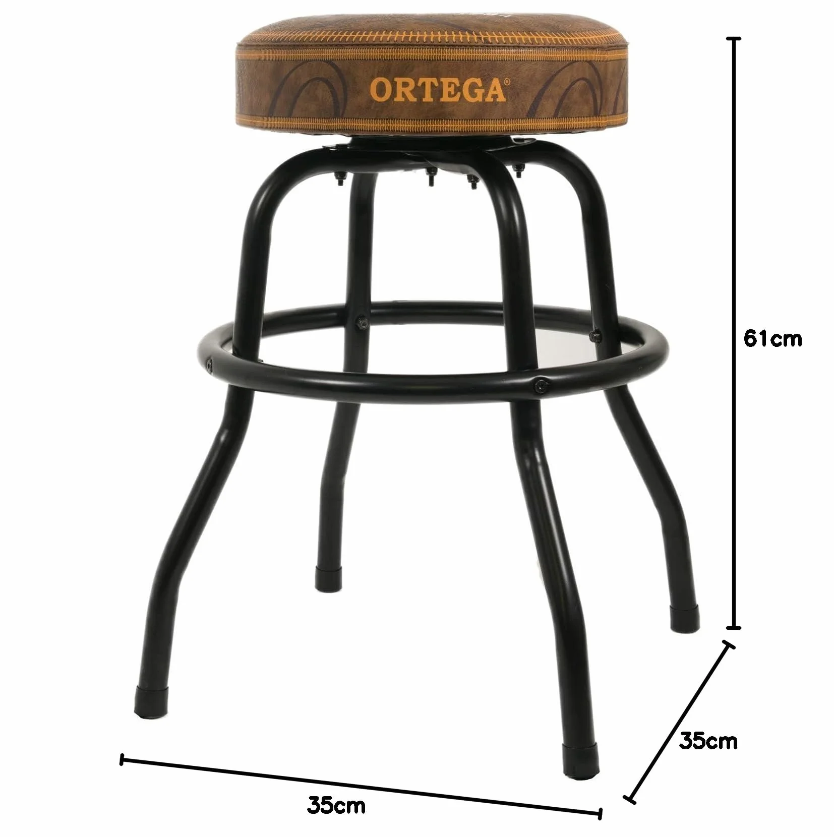 Ortega Guitars gepolsterter Stage Hocker – für Bühne, Bar, Studio, Showroom – 61cm Höhe – Vintage Brown (OBS24V2)