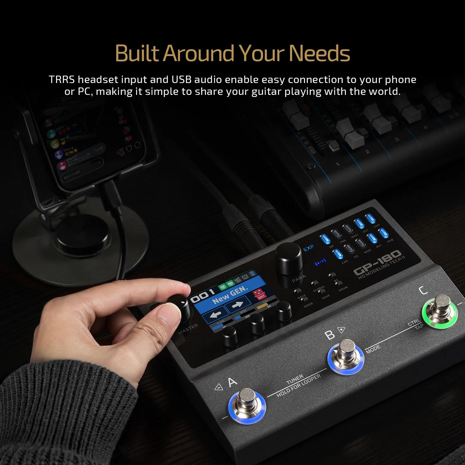 VALETON Multi-Effekt Prozessor mit HD-Modelling, 200+ Effekten, IR & NAM, Looper, Drum Machine, USB Audio Interface GP-180