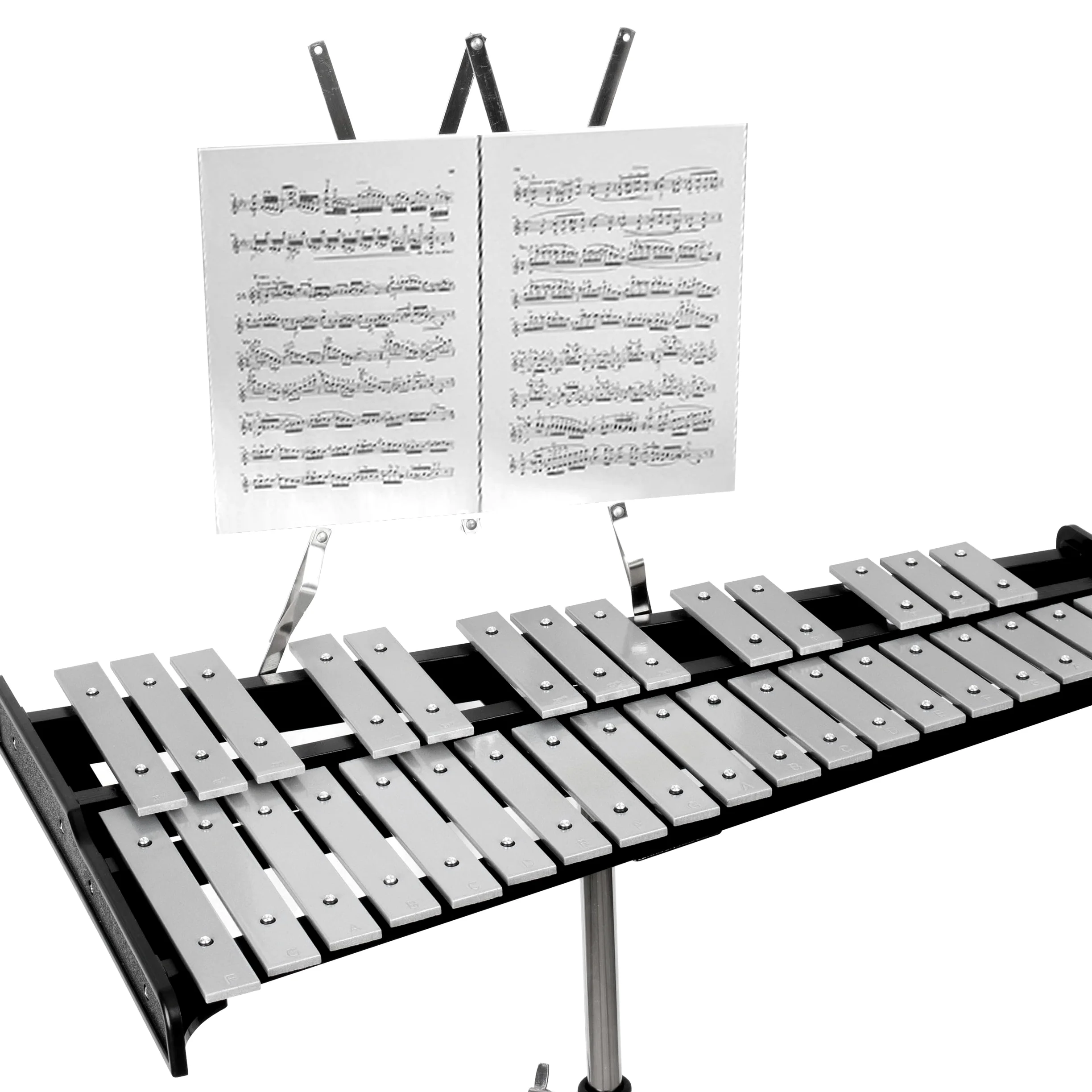 Glockenspiel 32 Tönen Xylophon Handpercussion Holzrahmen Aluminium Xylophone Percussion Kit Glockenspiel Set mit Höhenverstellbarem Ständer, Gedämpftes Übungspad, 3 Paar Schlägel, Tragetasche