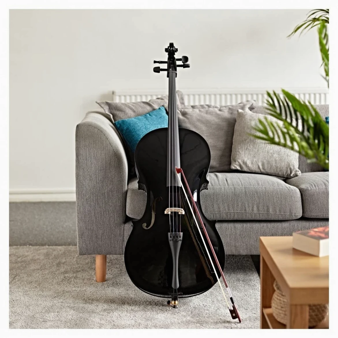 Gear4music Cello Outfit 4/4 Full Size mit Bogen & Etui, schwarz