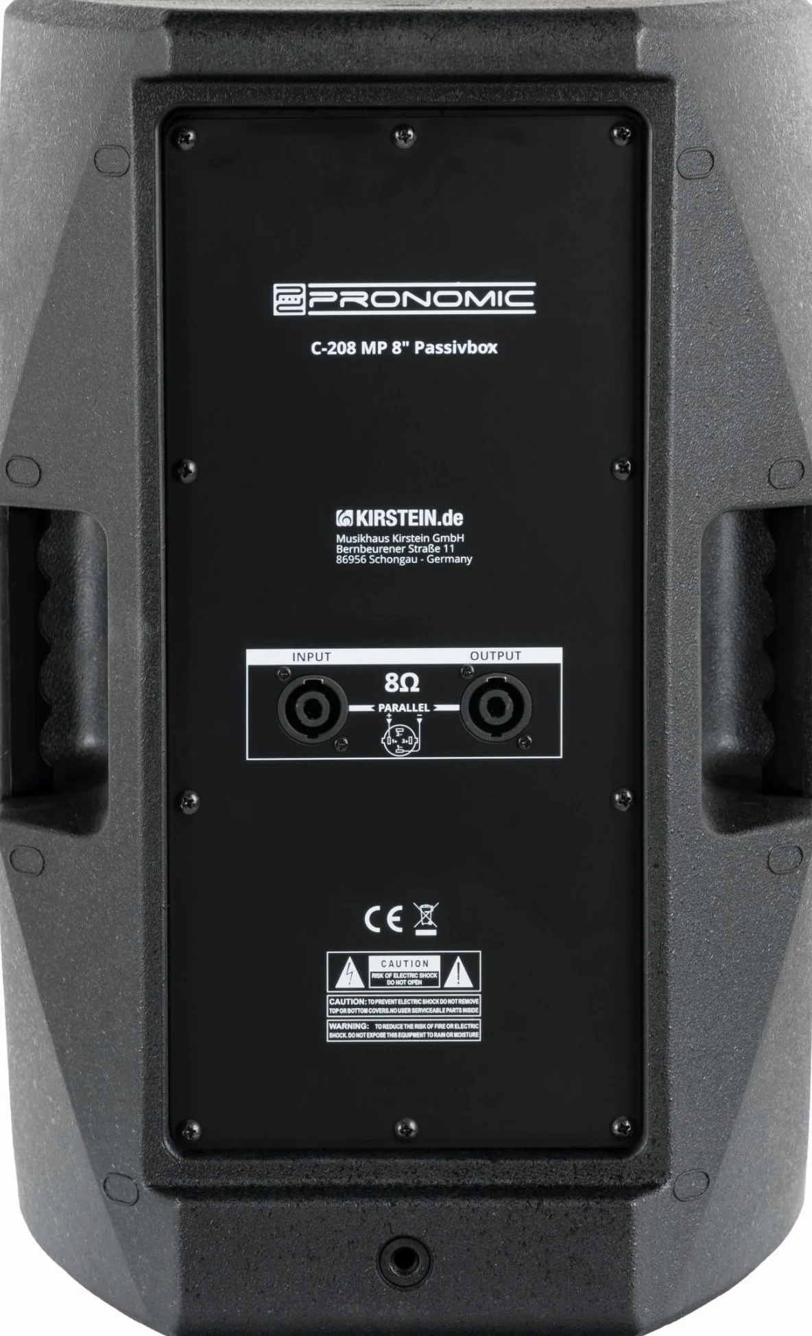 Pronomic C-208 MP 8 Zoll Passivbox - Passive 2-Wege PA Box mit 150 W RMS und 600 W Peak - 8 Ohm - 120 dB - SPK Eingang und Ausgang - Monitorgehäuse mit 35 mm Flansch - Schwarz