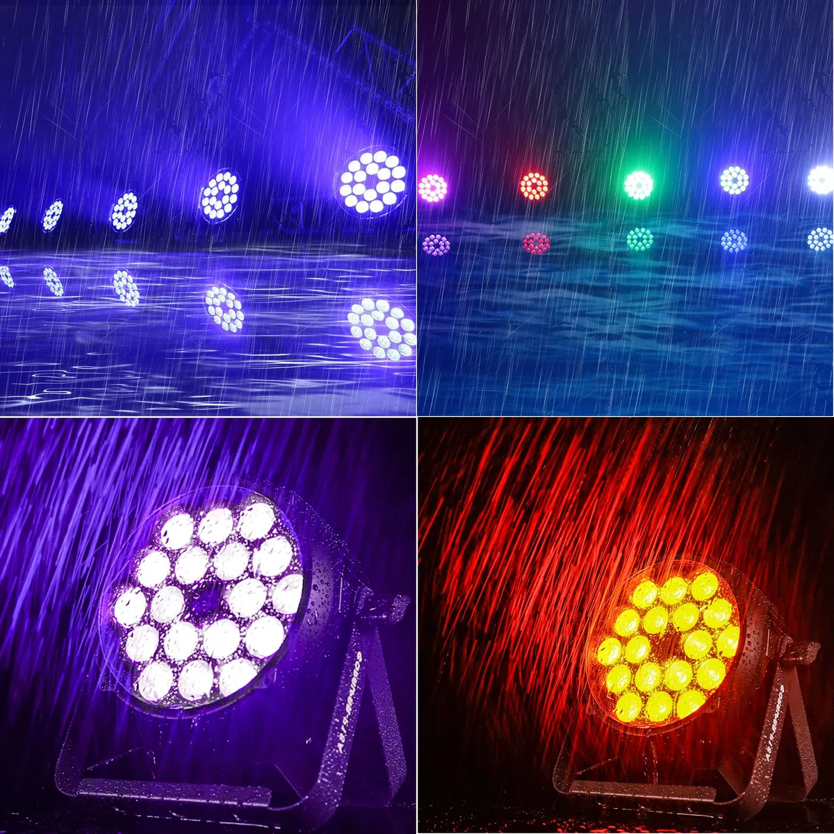 SHEHDS Coral Par LED-Außenlichter, 18x12W, RGBWA+UV-Farbwasch-/Stroboskop-Bühnenlichter, 45 Abstrahlwinkel, Uplights DMX512, geräuschaktiviert, lüfterlos, gedämpft, DJ-Party-Lichter