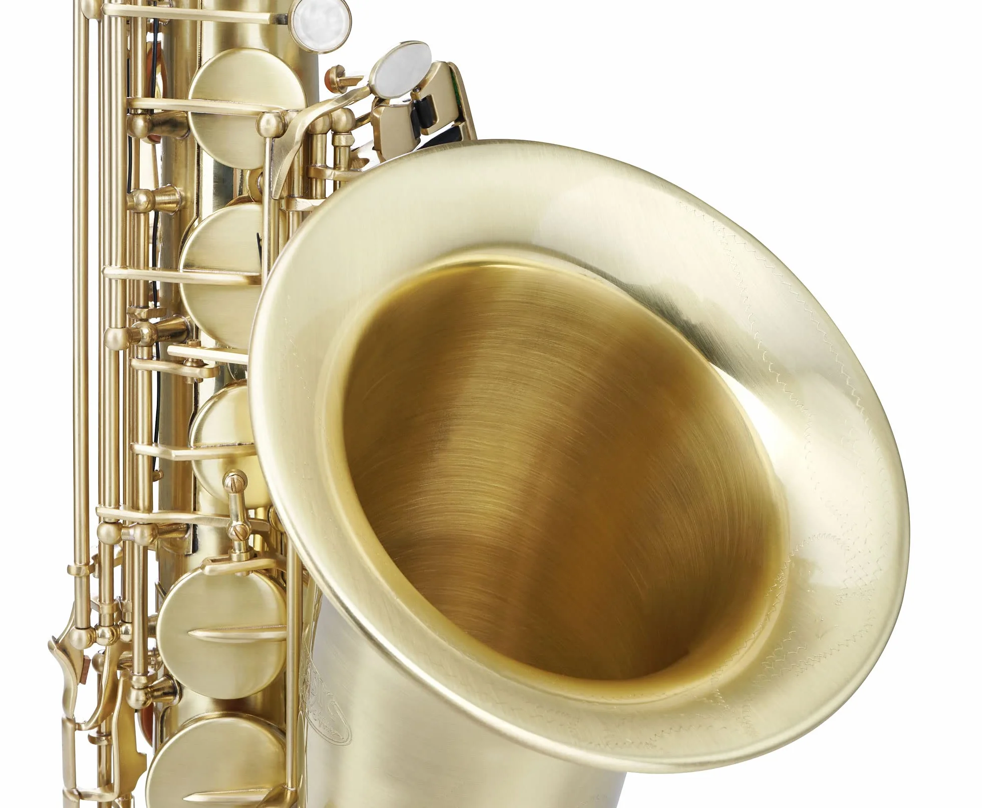Classic Cantabile TS-450 Bb Brushed Tenorsaxophon Set (Zubehör: Mundstück, Koffer/Rucksack, Saxofonständer, Stimmgerät/Metronom, Notenständer) Messing gebürstet