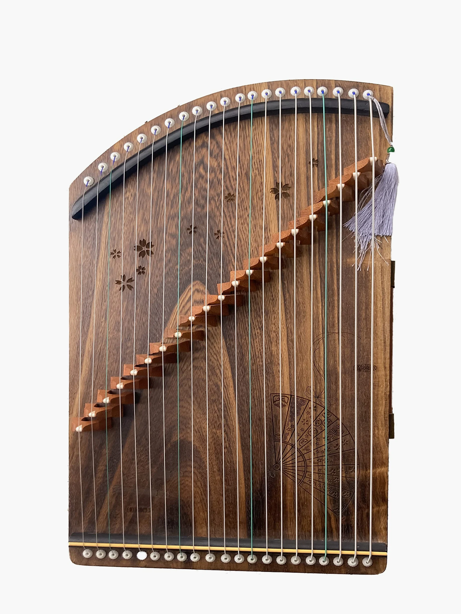 LANDTOM Guzheng Fingertrainer mit vollem Zubehör/Guzheng Code/Rucksack, geeignet für Profi/Erwachsene/Anfänger/Kinder, 21 Saiten (A,Saiten auf Brücken)