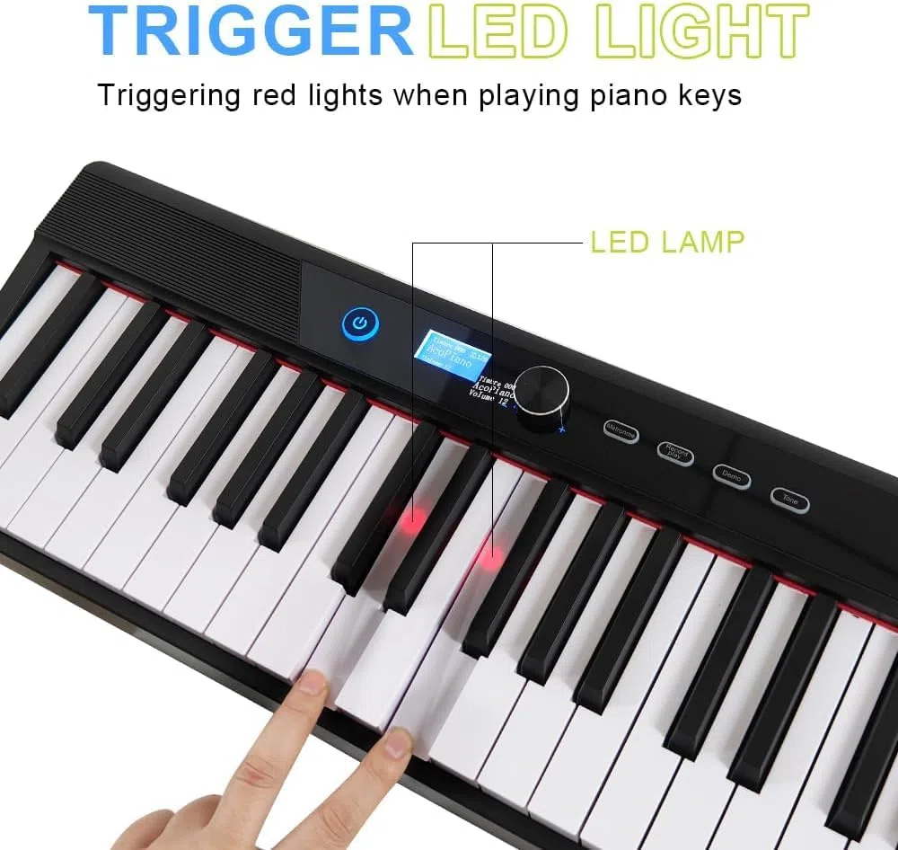 Coolmusic Faltbare Klaviertastatur mit 88 Tasten, tragbare elektrische Tastatur mit Bluetooth, Digitalpiano in voller Größe, halbgewichtet, berührungsempfindlich, mit Aufbewahrungstasche