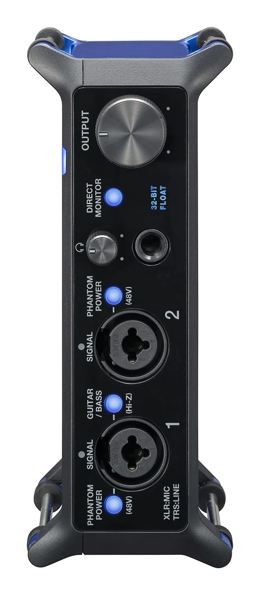ZOOM UAC-232 Professionelles 32-Bit Float Audio Interface, für Musikproduktion, Podcasting & Livestreaming in hoher Qualität und Dynamik ohne Übersteuerung, Schwarz & Blau