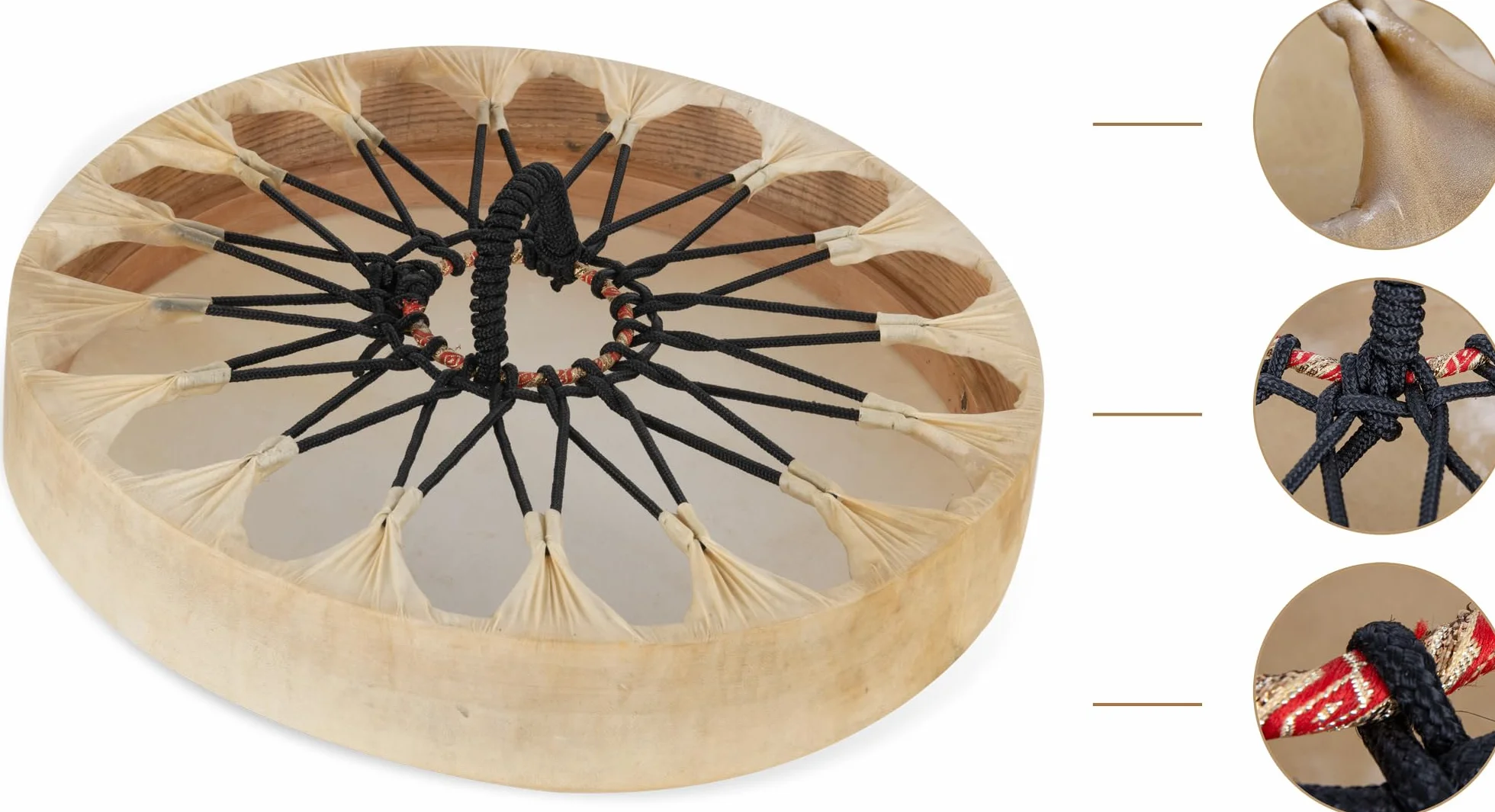 Classic Cantabile SD-16 Schamanentrommel - Handgefertigte Rahmentrommel aus Esche mit echter Ziegenfell, tiefer Klang für Meditation, Ritual & Klangtherapie (18" Ziegenfell, Trommel einzeln)